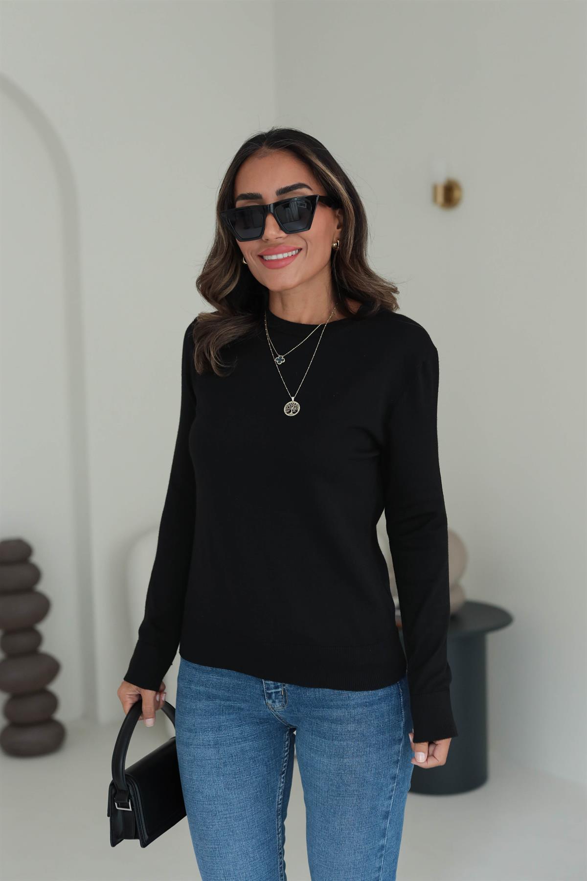 1004 Bisiklet Yaka Yumuşak Doku Triko