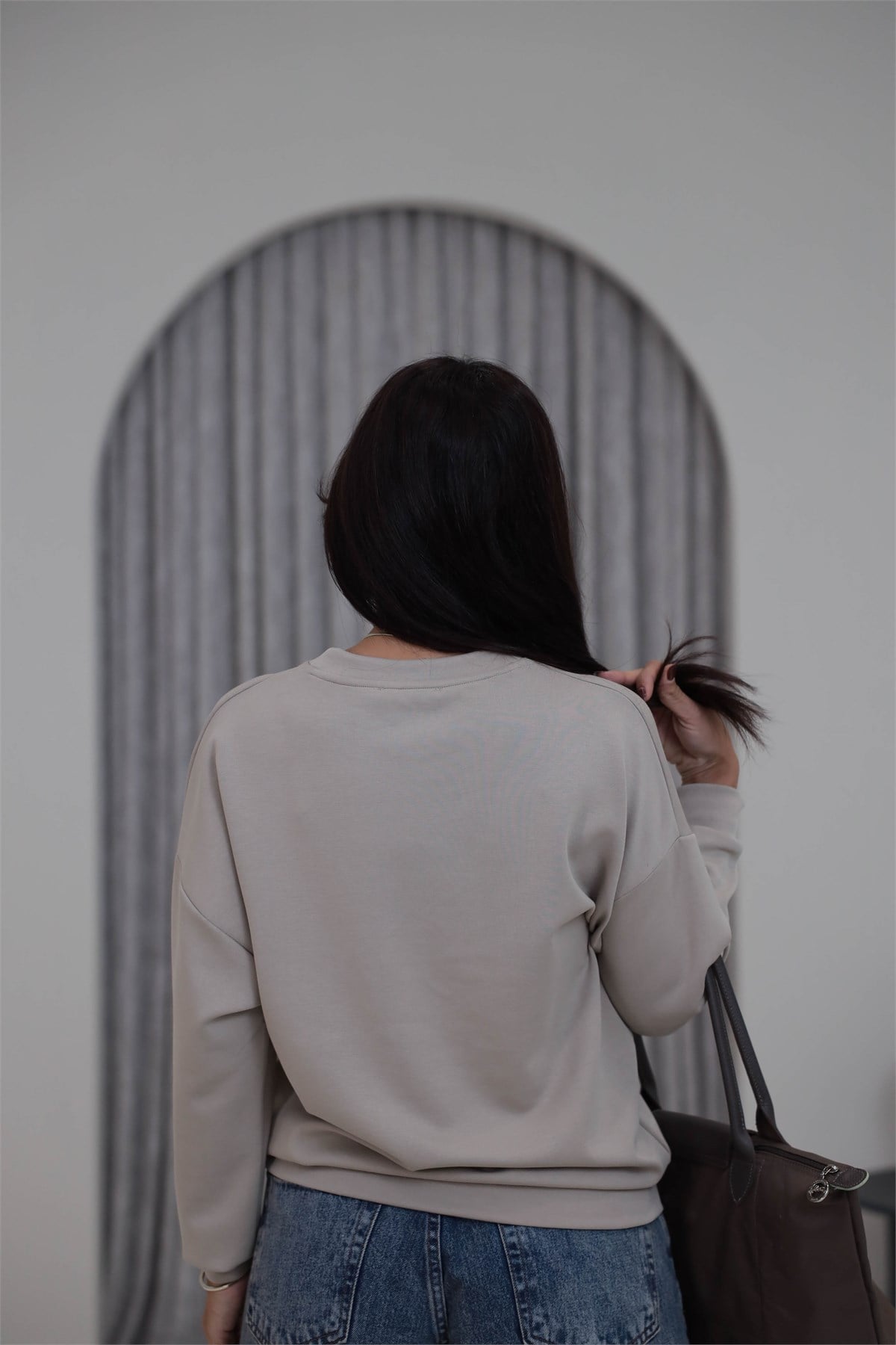 Yumuşak Modal Kumaş Sweatshirt BEJ