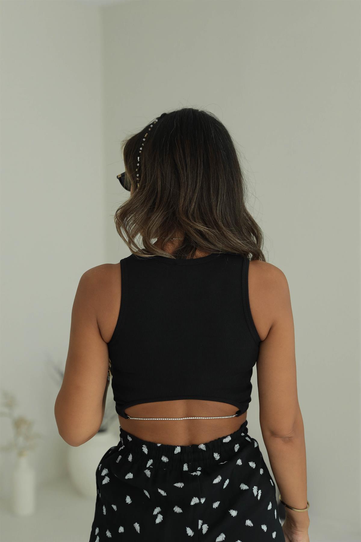 4857 Sırtı Taş Zincir Detaylı Kısa Atlet