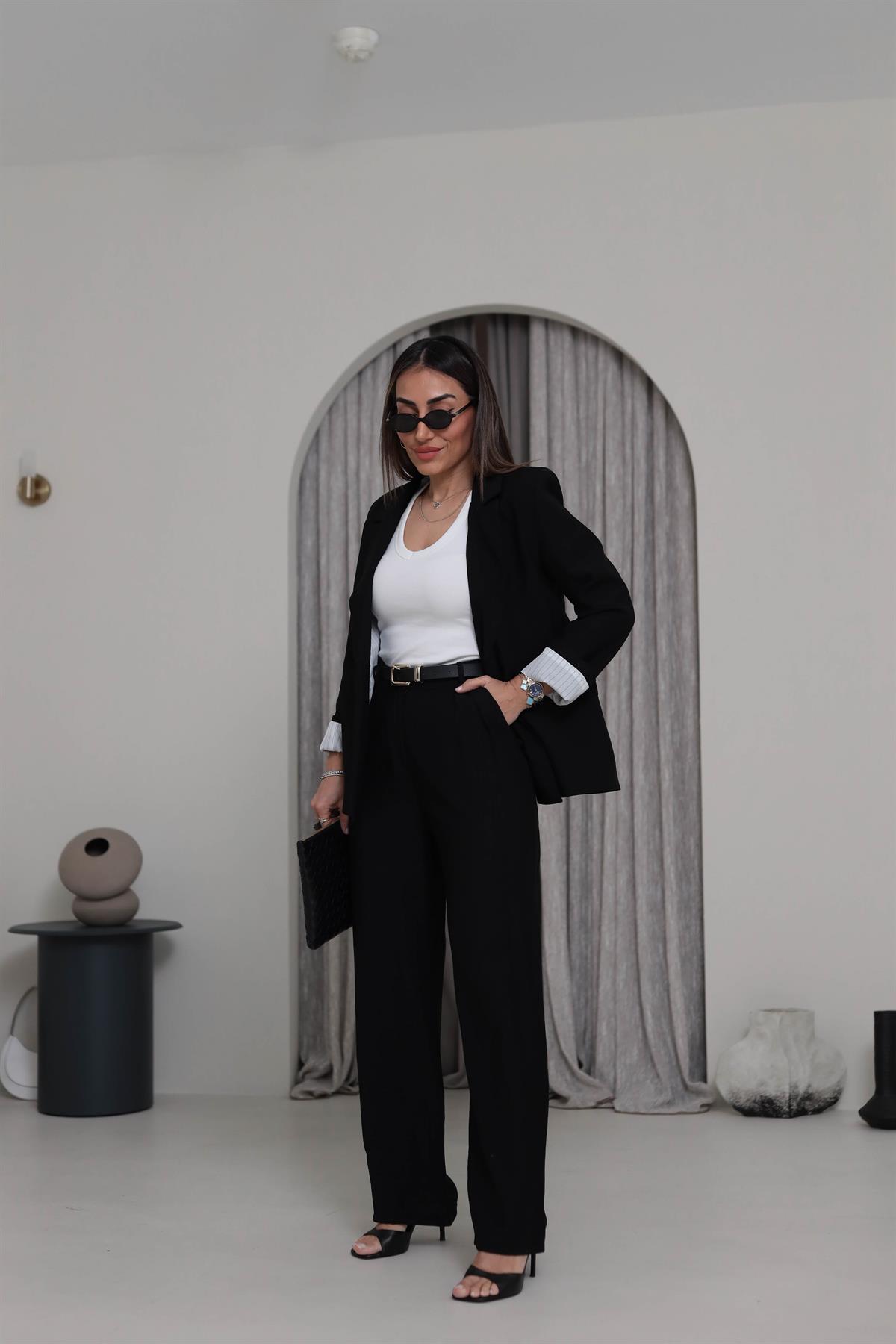 0115 Aerobin Palazzo Pantolon SİYAH