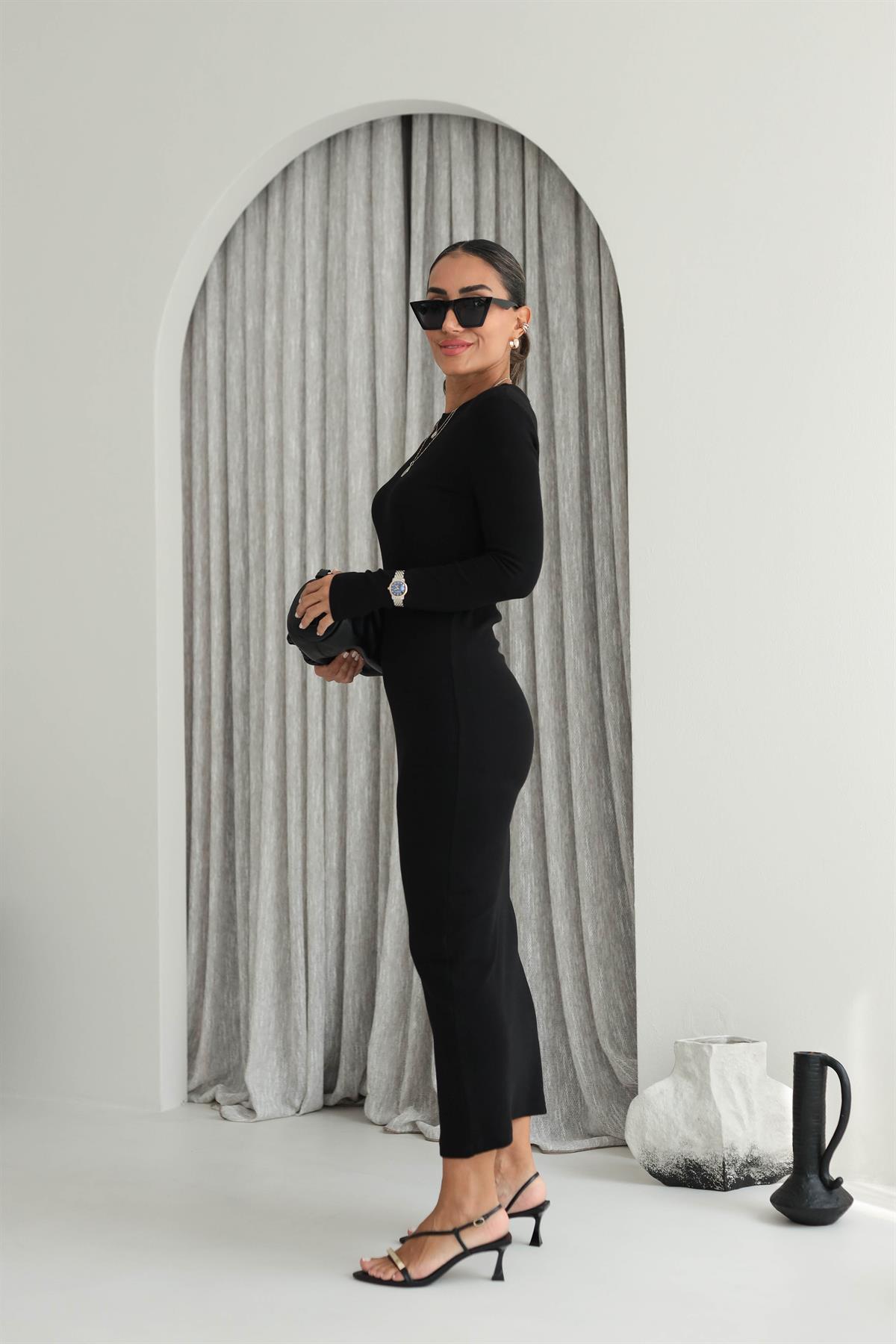 2719 Kaşkorse Elbise SİYAH