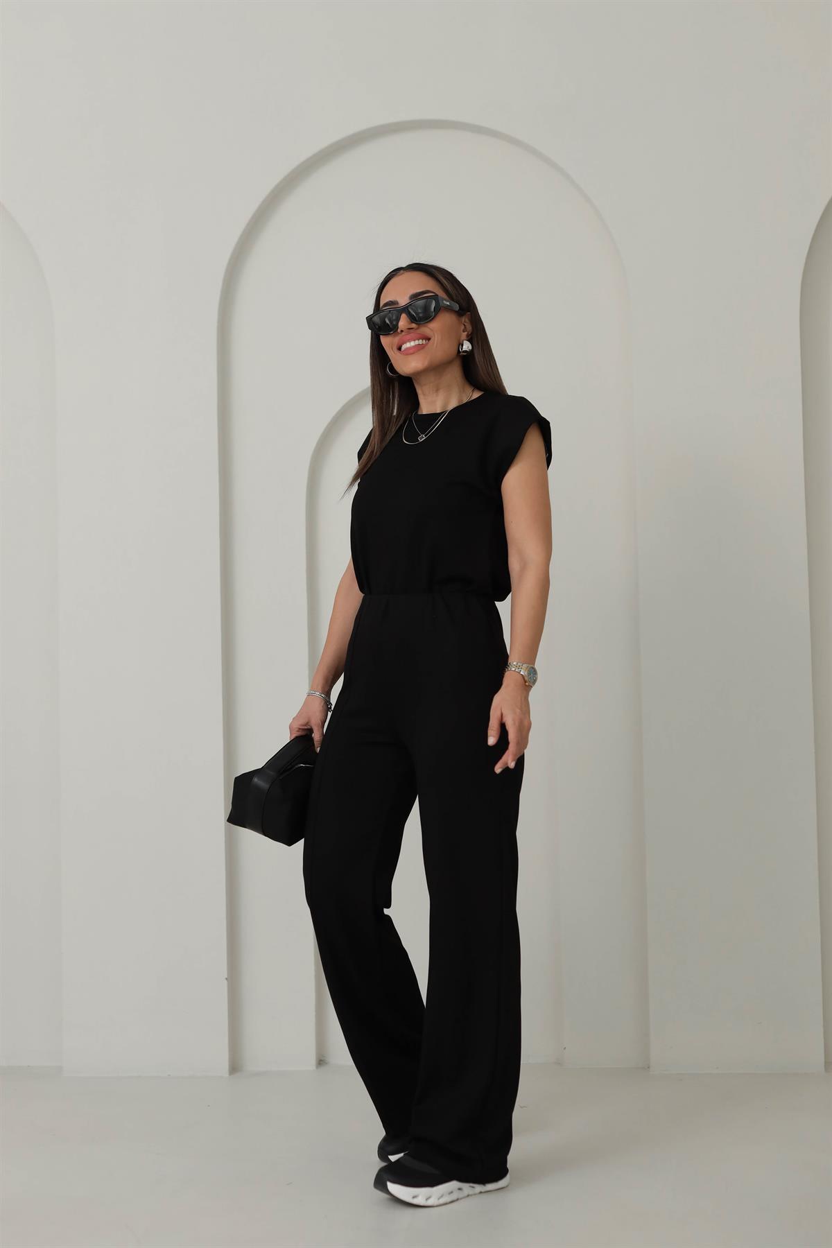 1328 Modal Kumaş Kolsuz Rahat Takım SİYAH