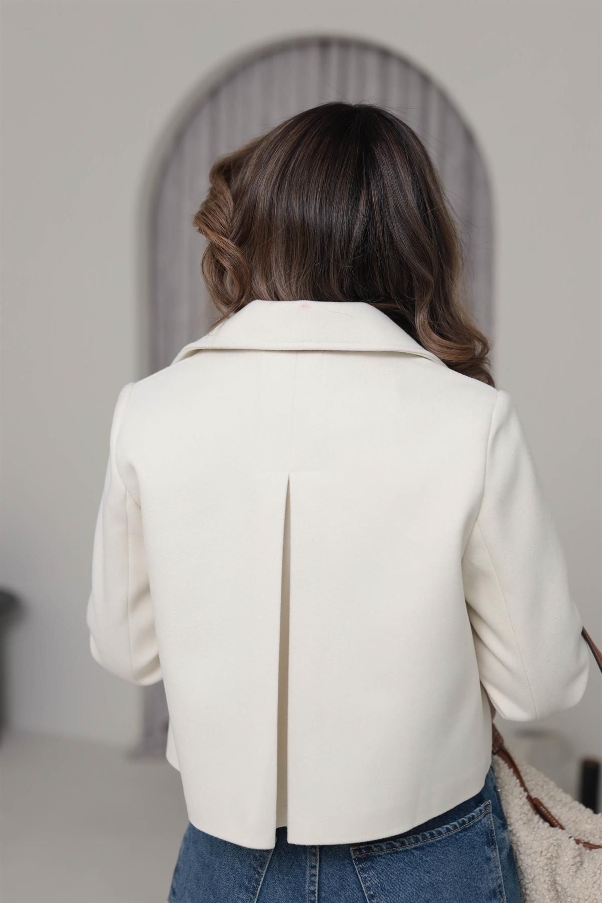 0169 Fermuarlı Za Model Kaşe Ceket EKRU