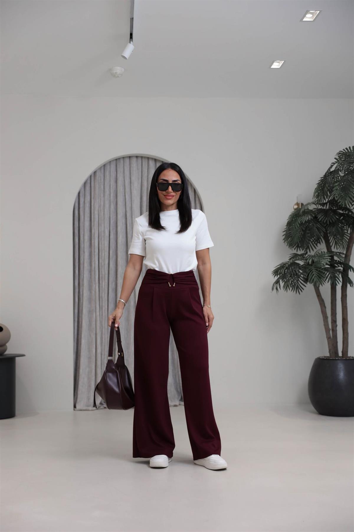 9888 Toka Detay Modal Pantolon BORDO