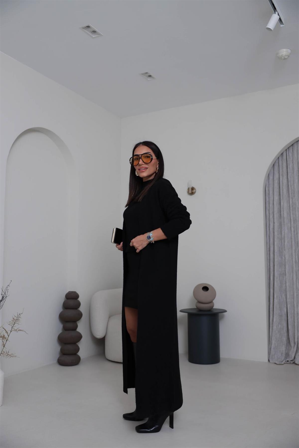 5245 Bluz Etek Hırkalı Takım SİYAH