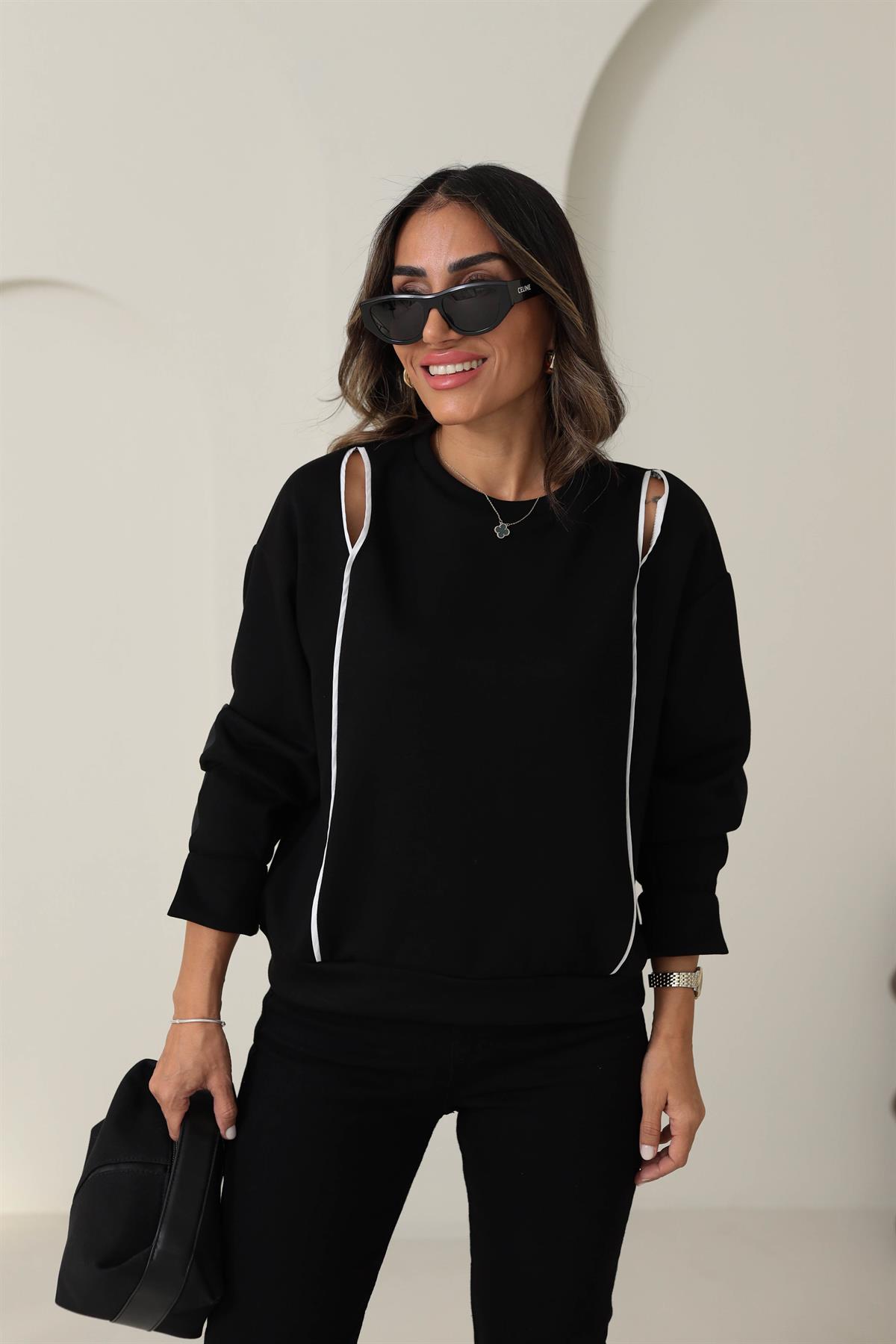 2963 Omzu Pencere Detaylı Modal Sweatshirt