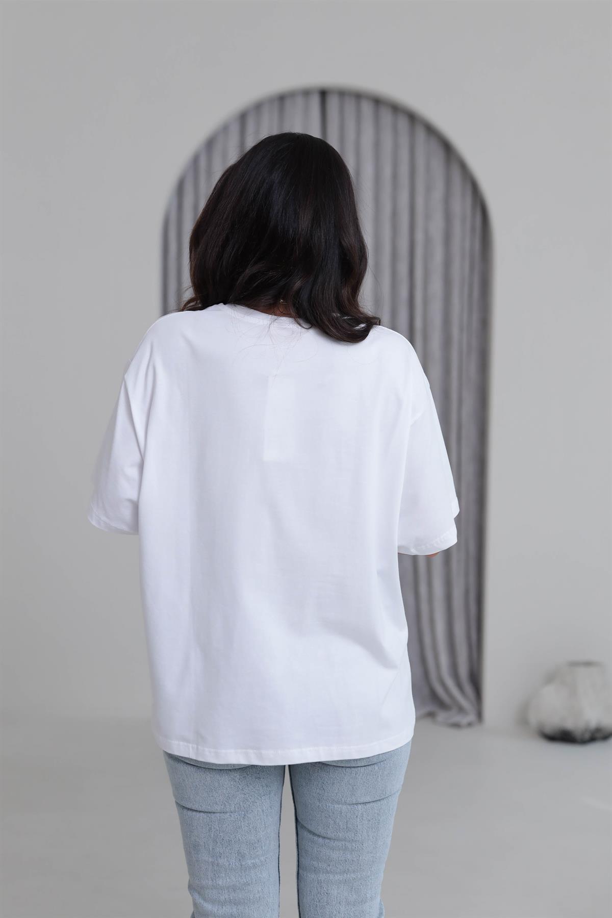 3300 Basic Oversize Tshirt BEYAZ