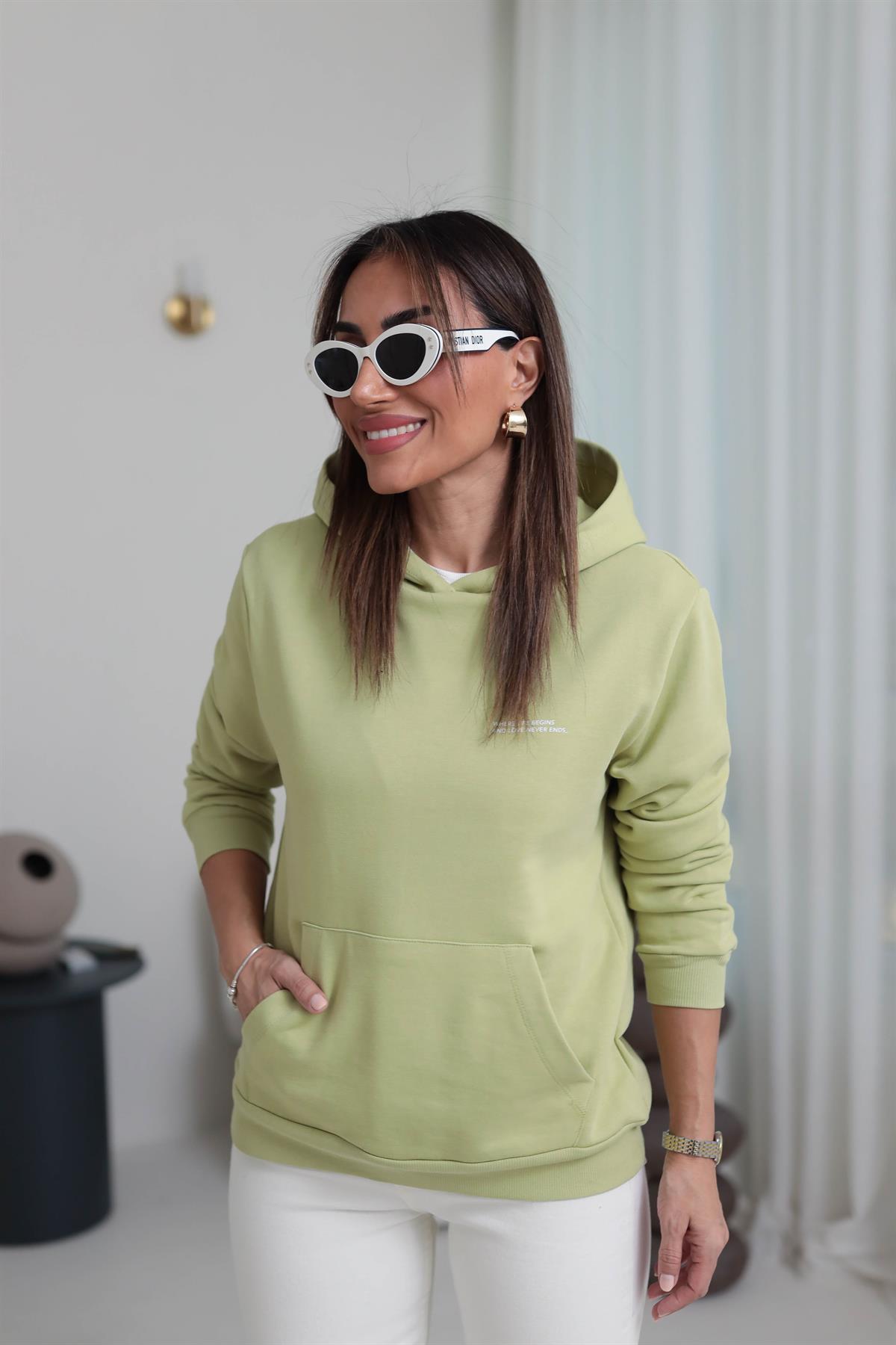 Oys Kapşonlu Sweatshirt YAĞ YEŞİLİ