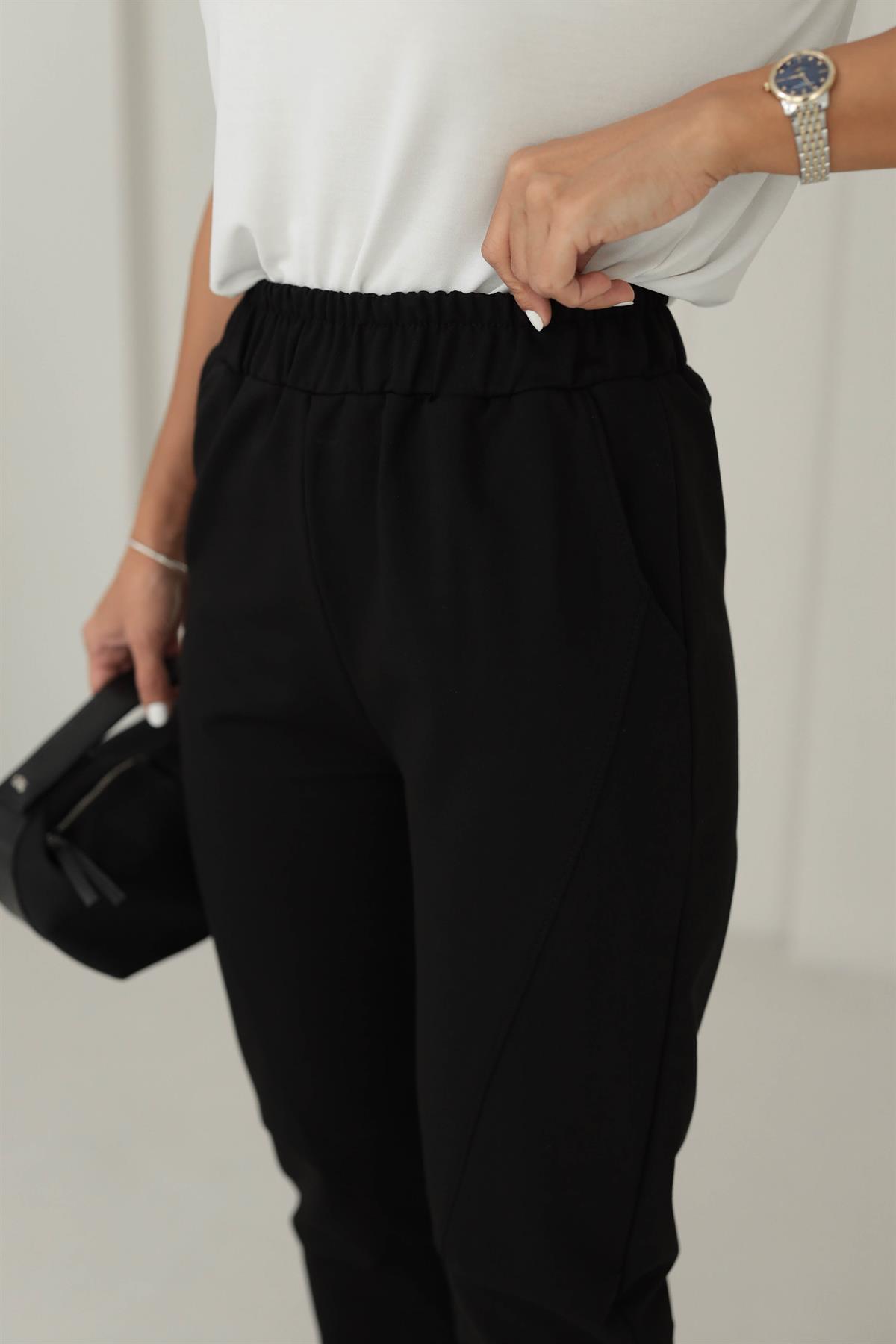 9019 Dikiş Detaylı Eşofman Altı SİYAH