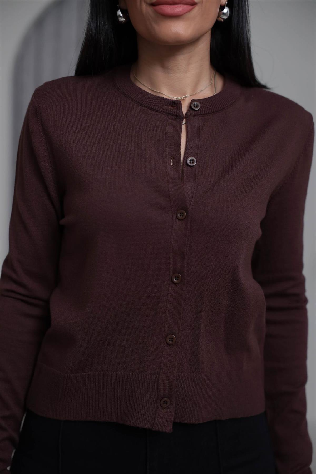 2016 Bisiklet Yaka Yumuşak Massi Hırka KAHVE