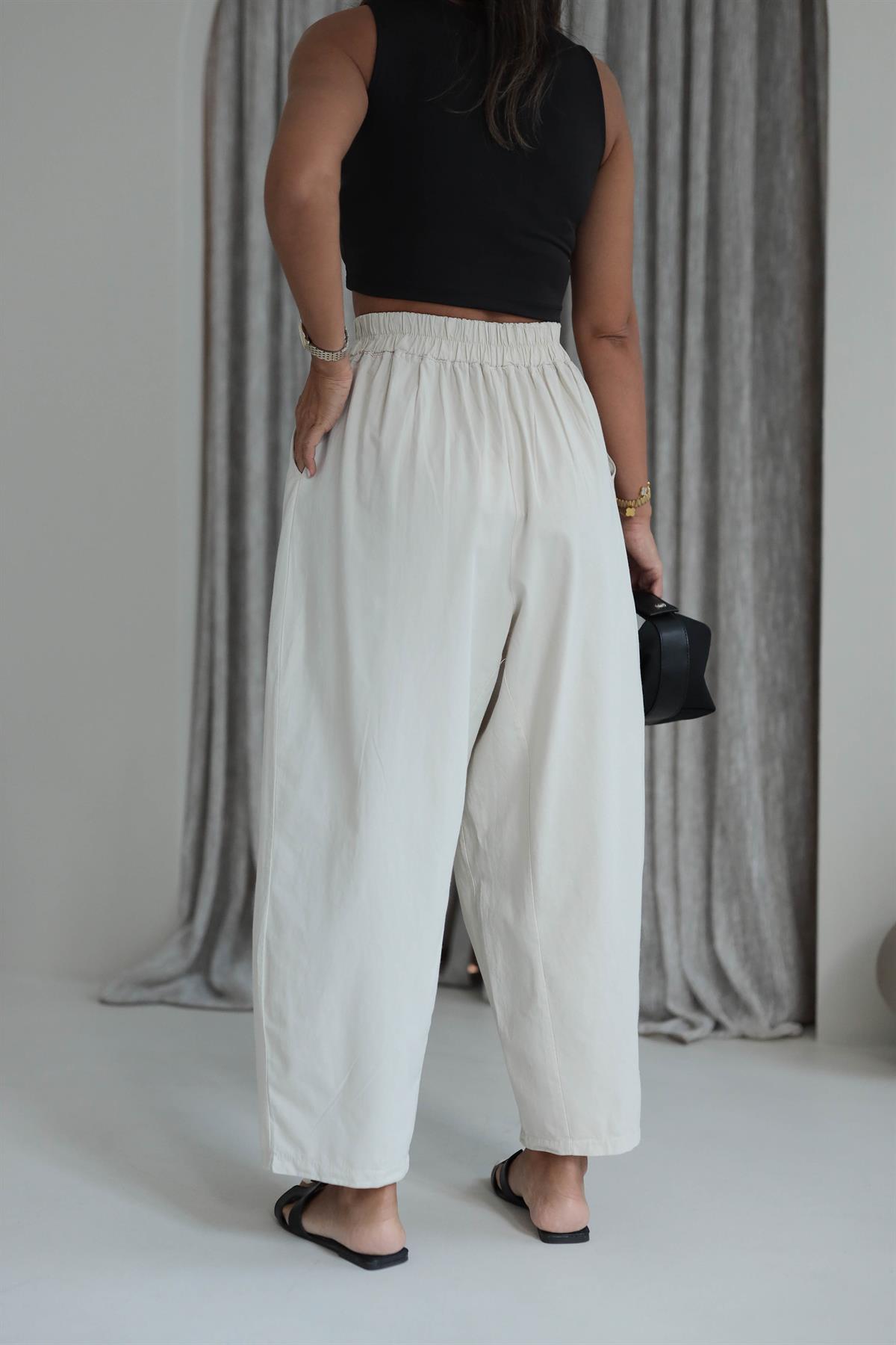 1518 Önden Pileli Salaş Pantalon TAŞ