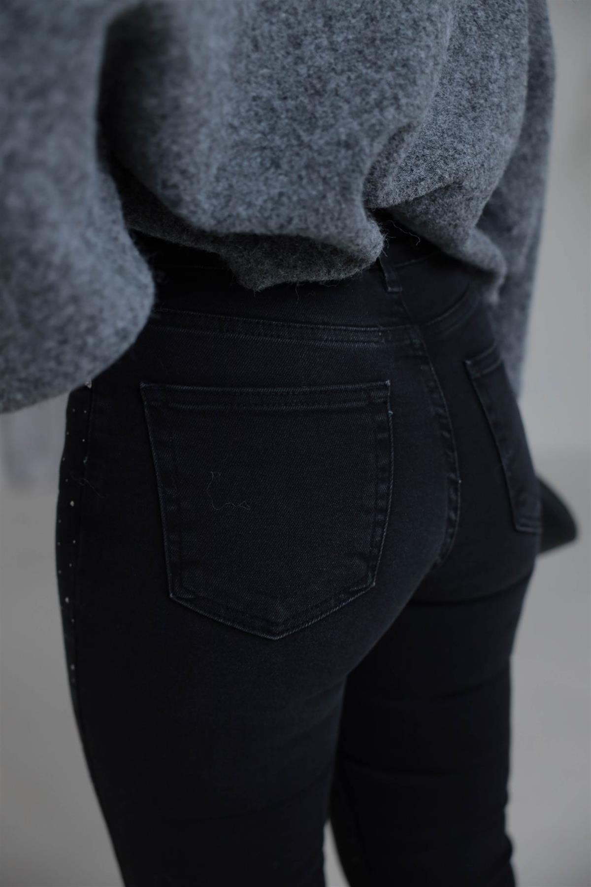 1055 Serpme Taşlı Likralı Jean FÜME