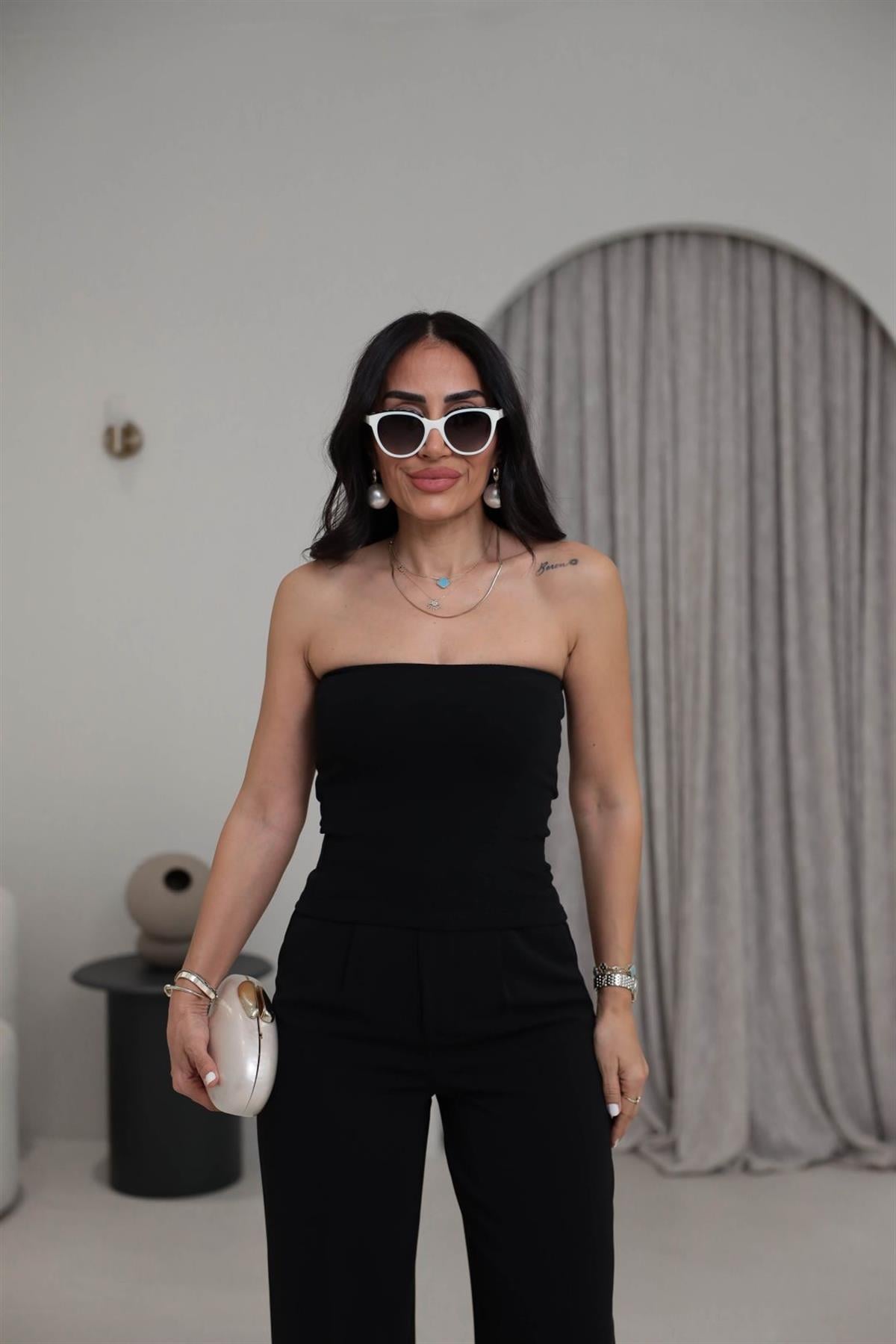 0659 Pamuklu Straplez Body SİYAH