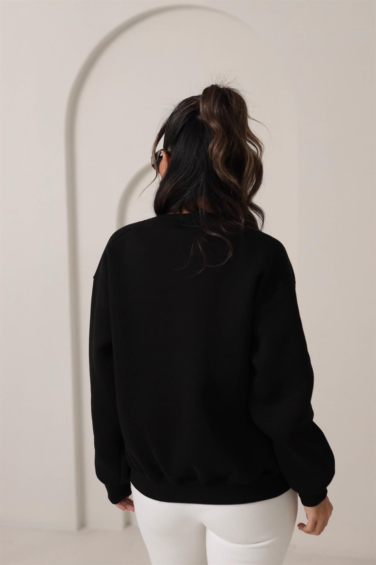 134 Bisiklet Yaka İplik Şardonlu Sweatshirt