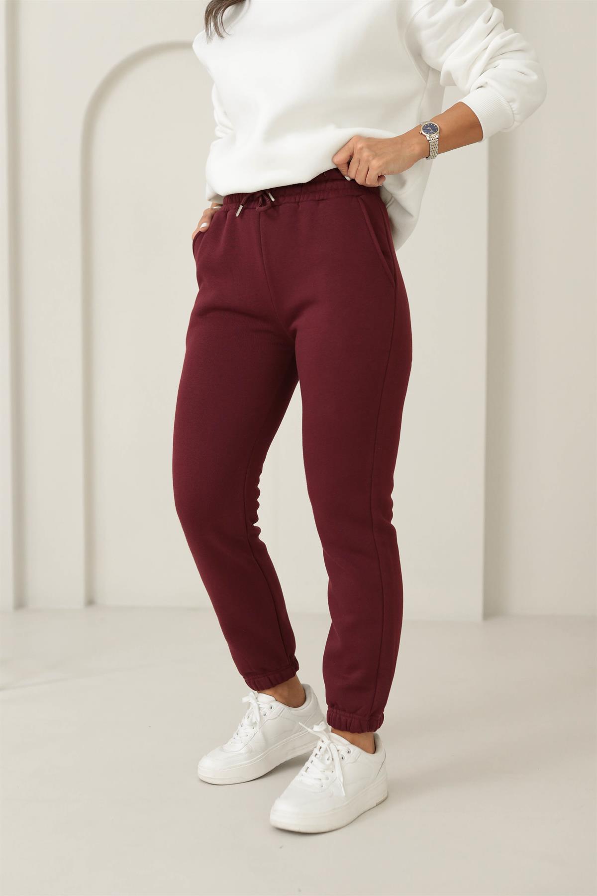 5574 Bel ve Paça Lastikli Eşofman Altı BORDO