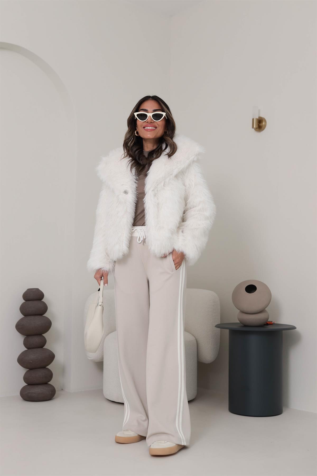 Yanları Şeritli Modal Pantolon BEJ