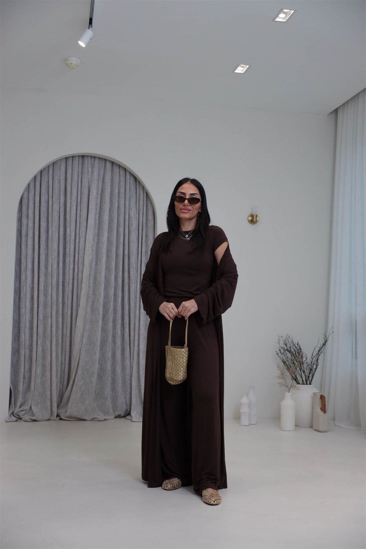 0518 Üçlü Kaşmir Takım KAHVE