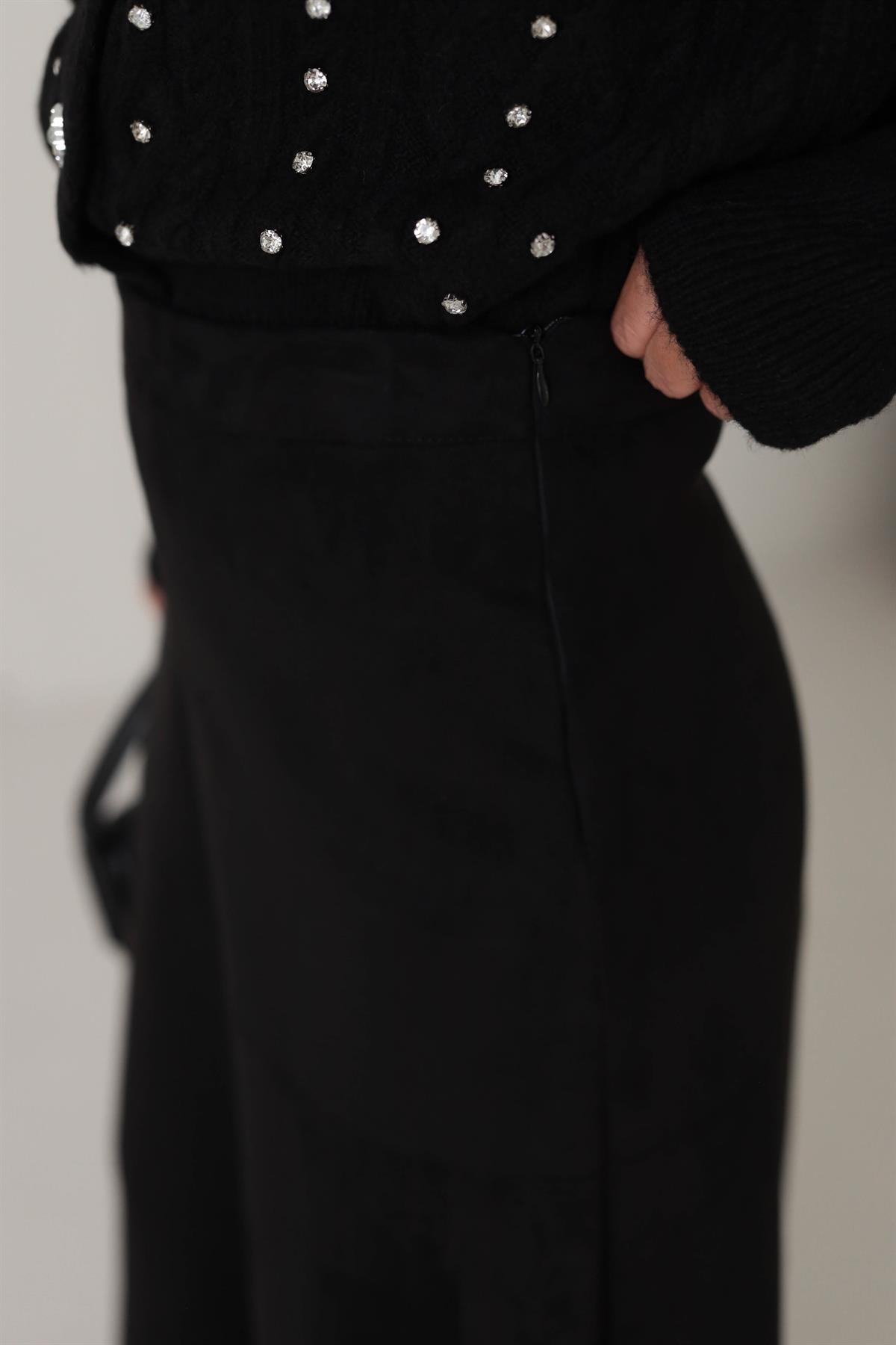 6559 Parçalı Nubuk Etek