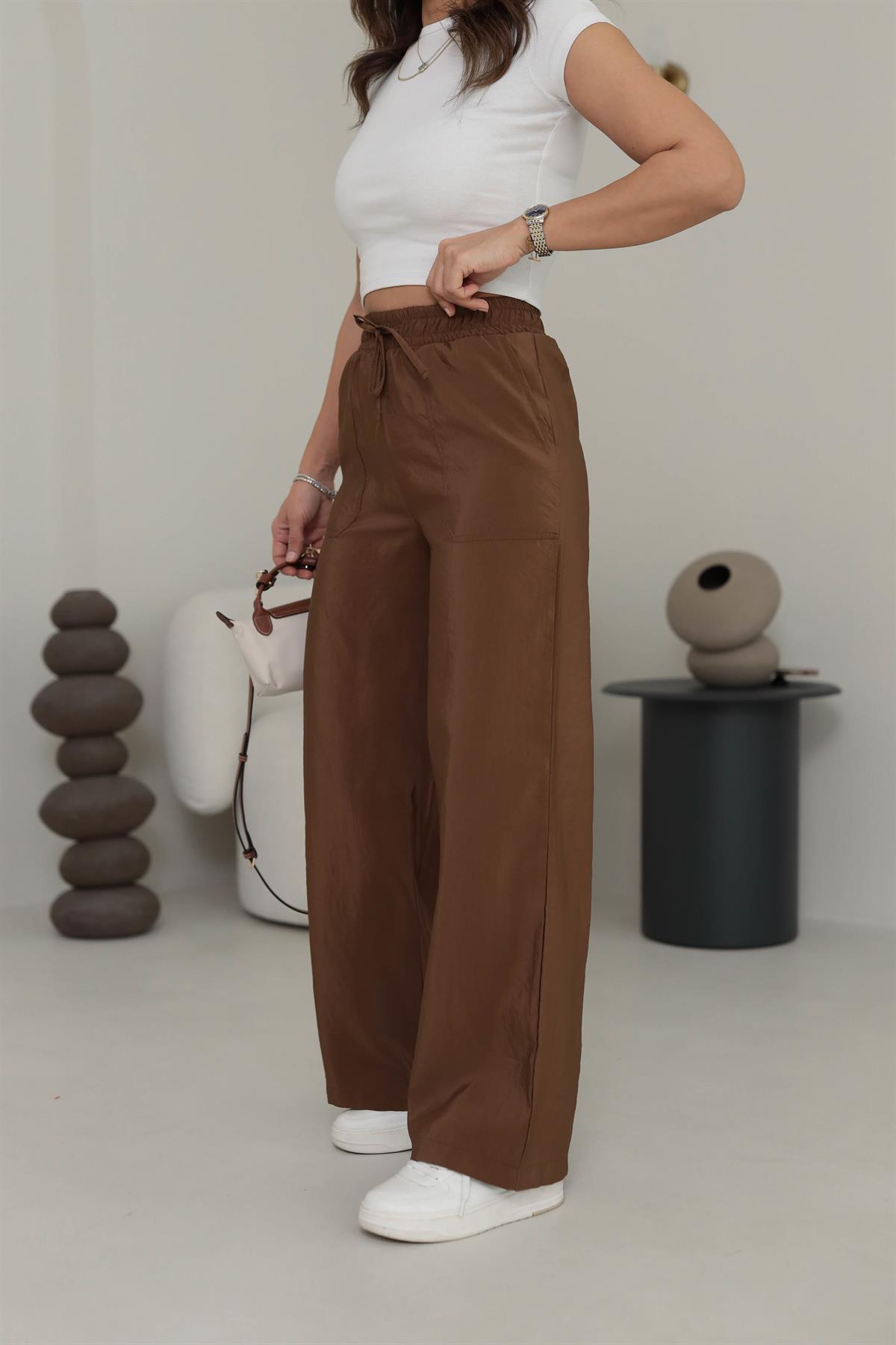 7010 Bel Lastikli Rahat Pantolon KAHVE