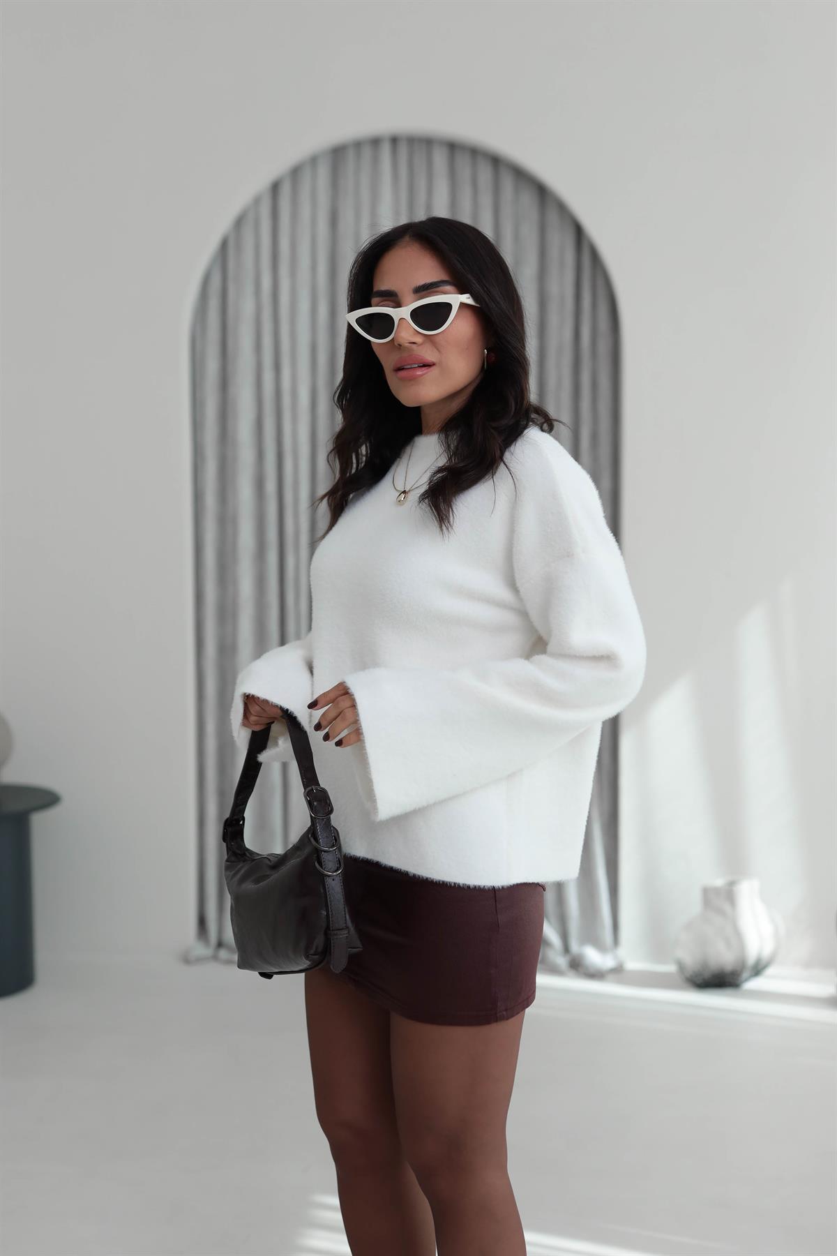 5256 Bisiklet Yaka Angora Triko EKRU