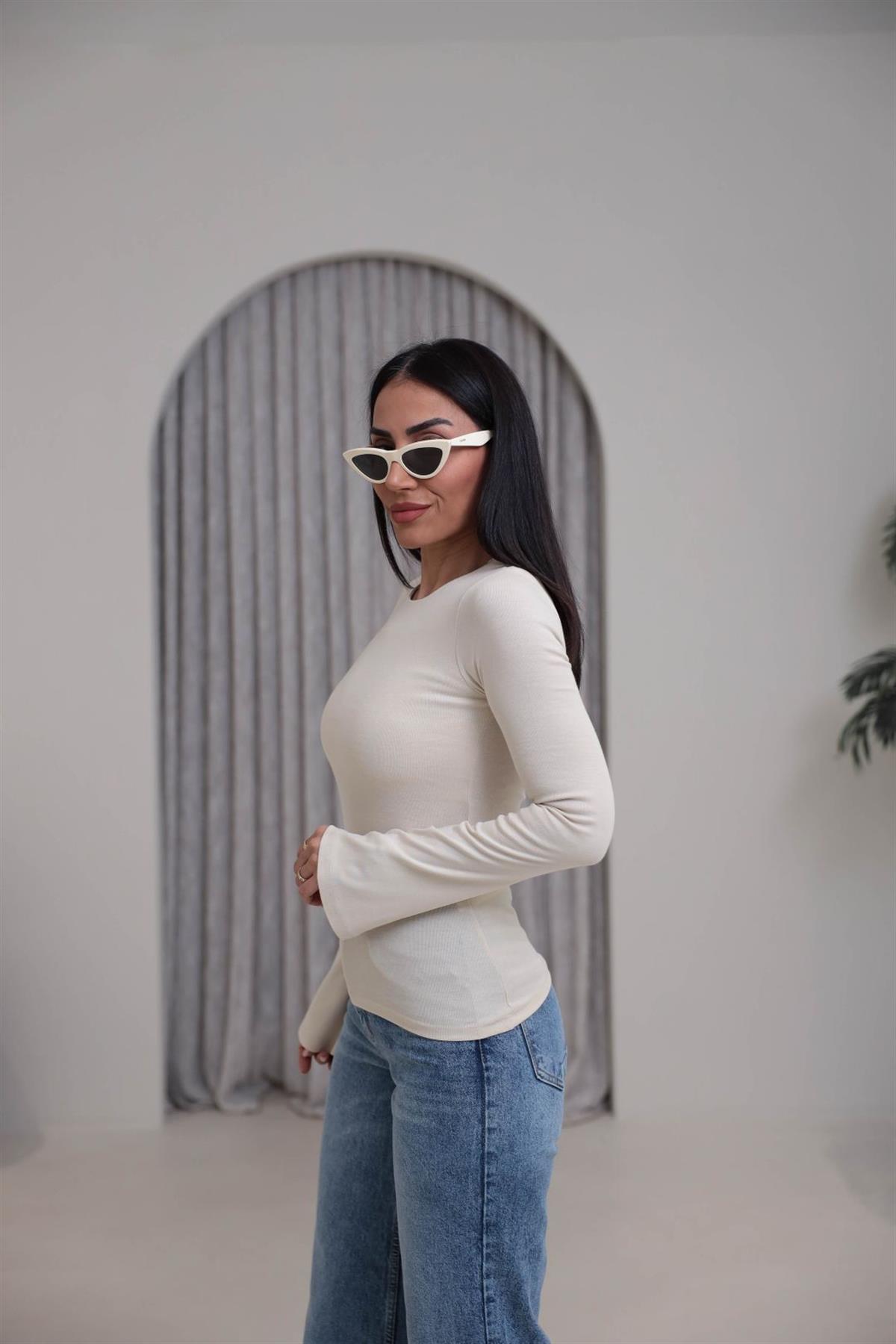 2284 Modal Penye İspanyol Kol Bluz TAŞ