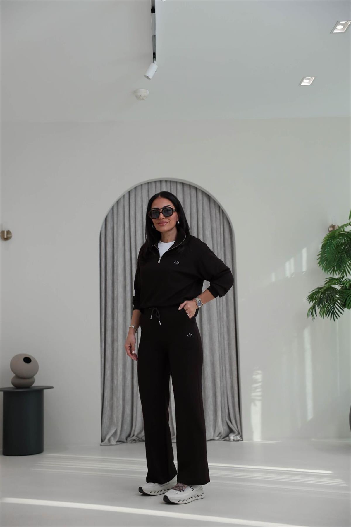 1029 Yarım Fermuarlı Gümüş Yazılı Modal Takım KAHVE