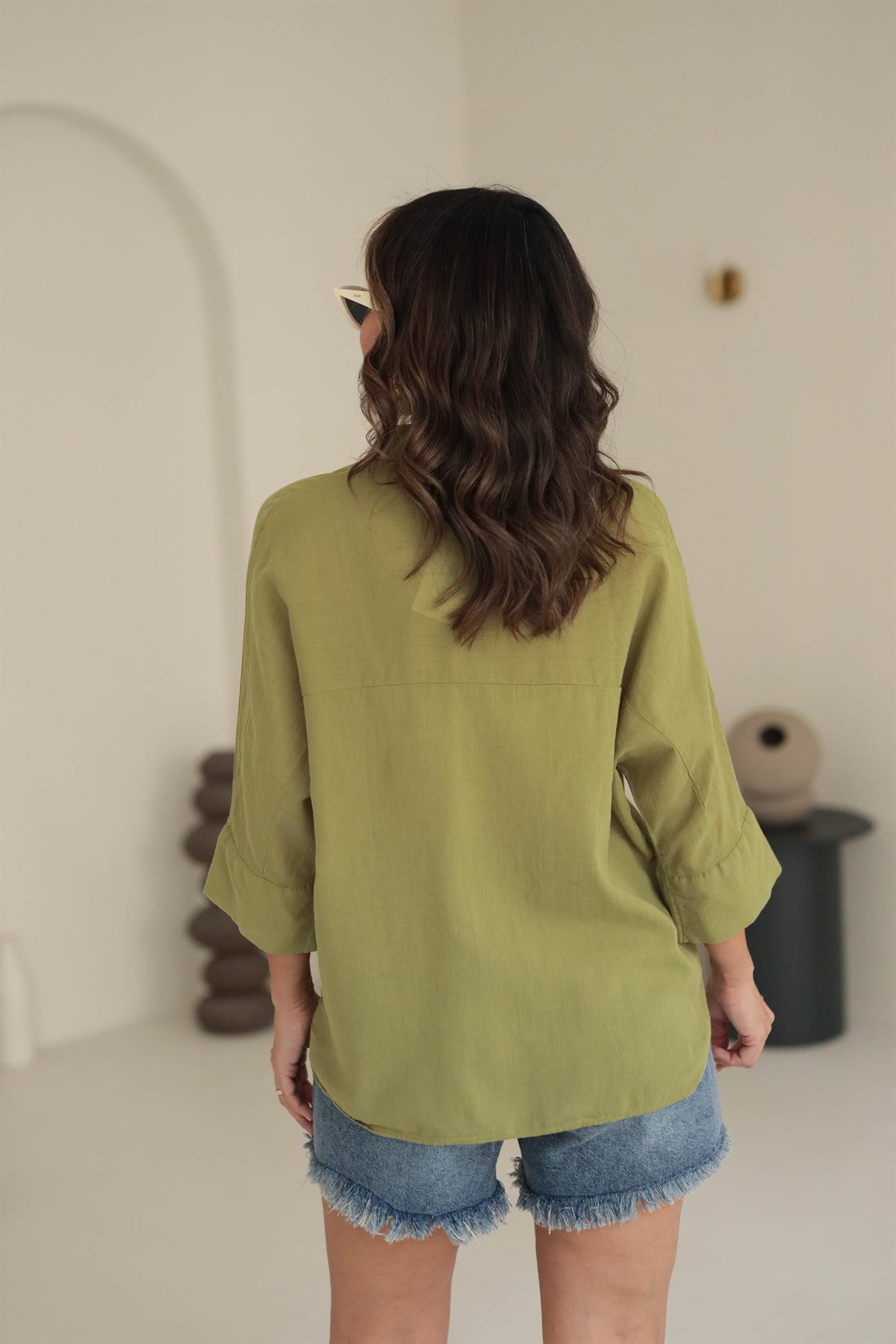 4309 Pamuklu Cep Detaylı Gömlek