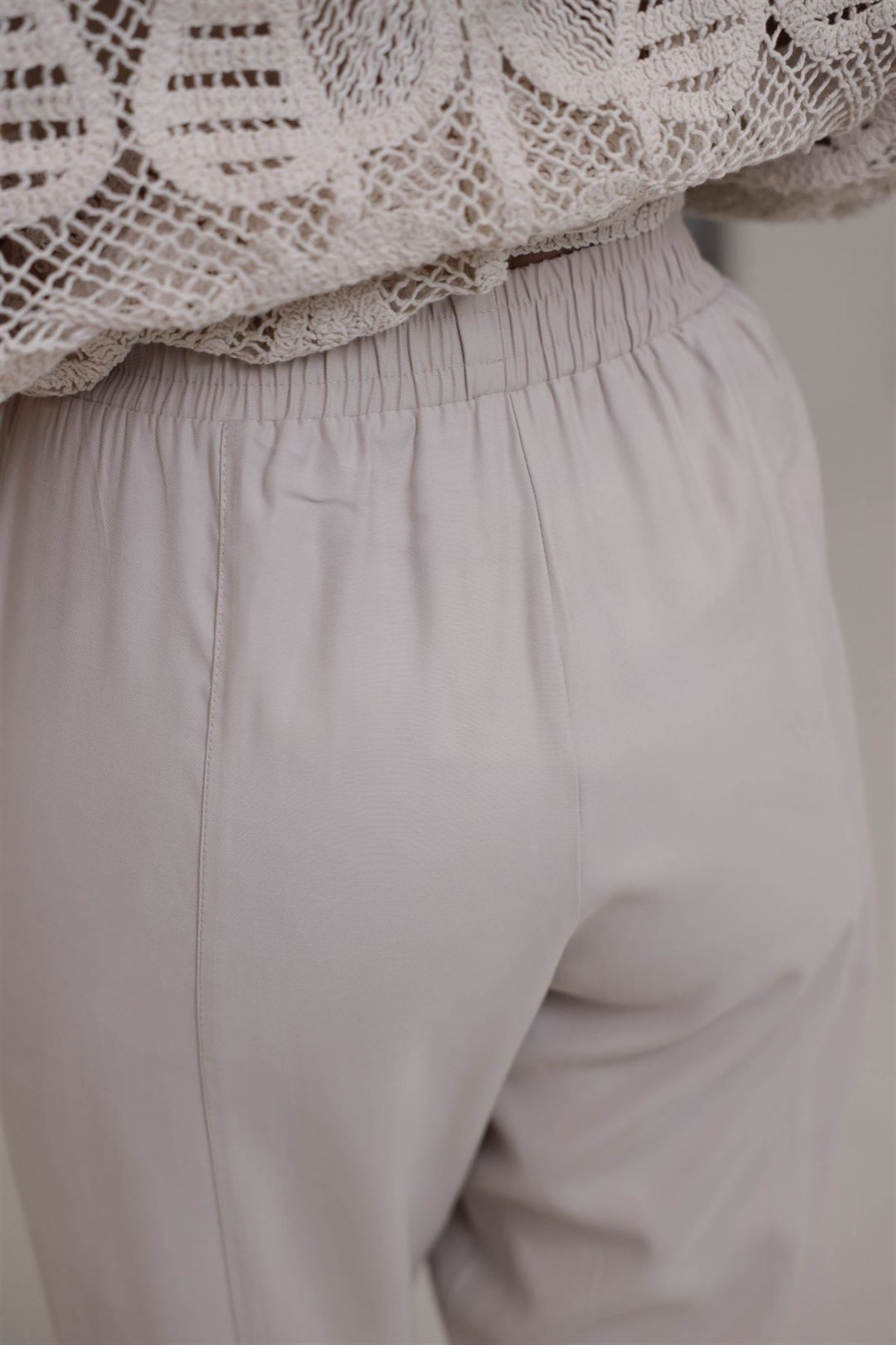 3325 Bel Lastikli Diyagonel Modal Pantolon TAŞ