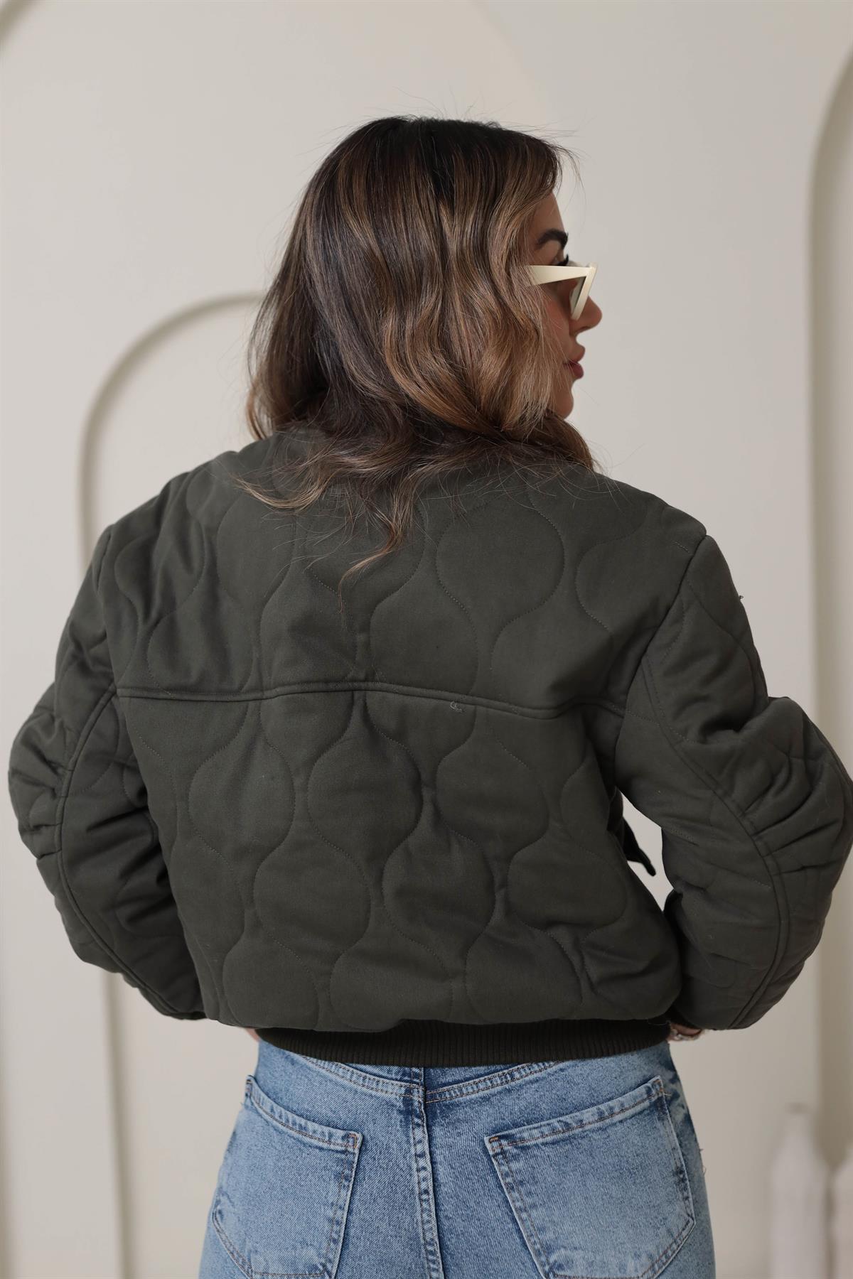 9516 Kapitone Şişme Mont HAKİ YEŞİL