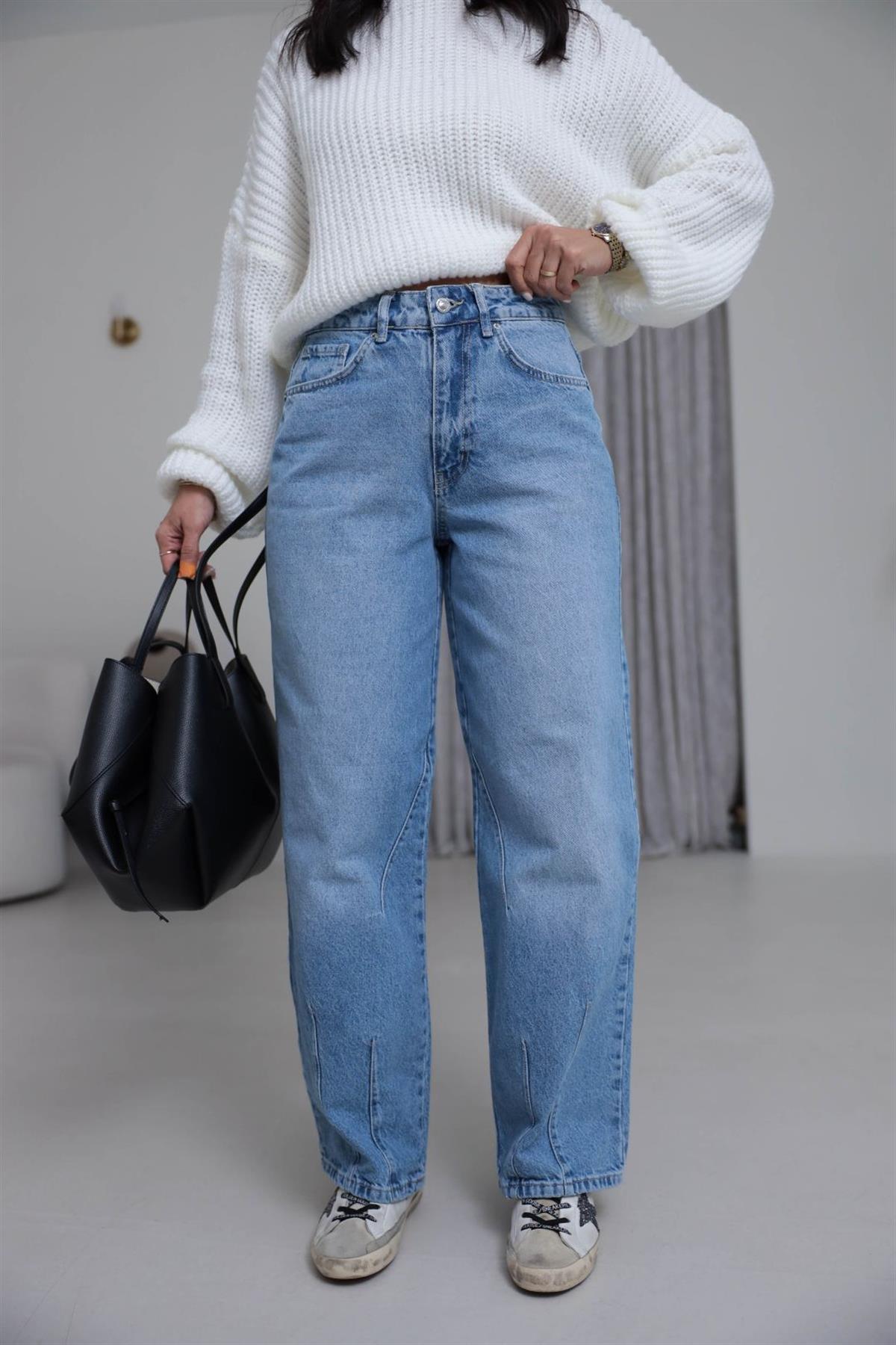 703 Paça Çift Pensli Boyfriend Jean AÇIK MAVİ