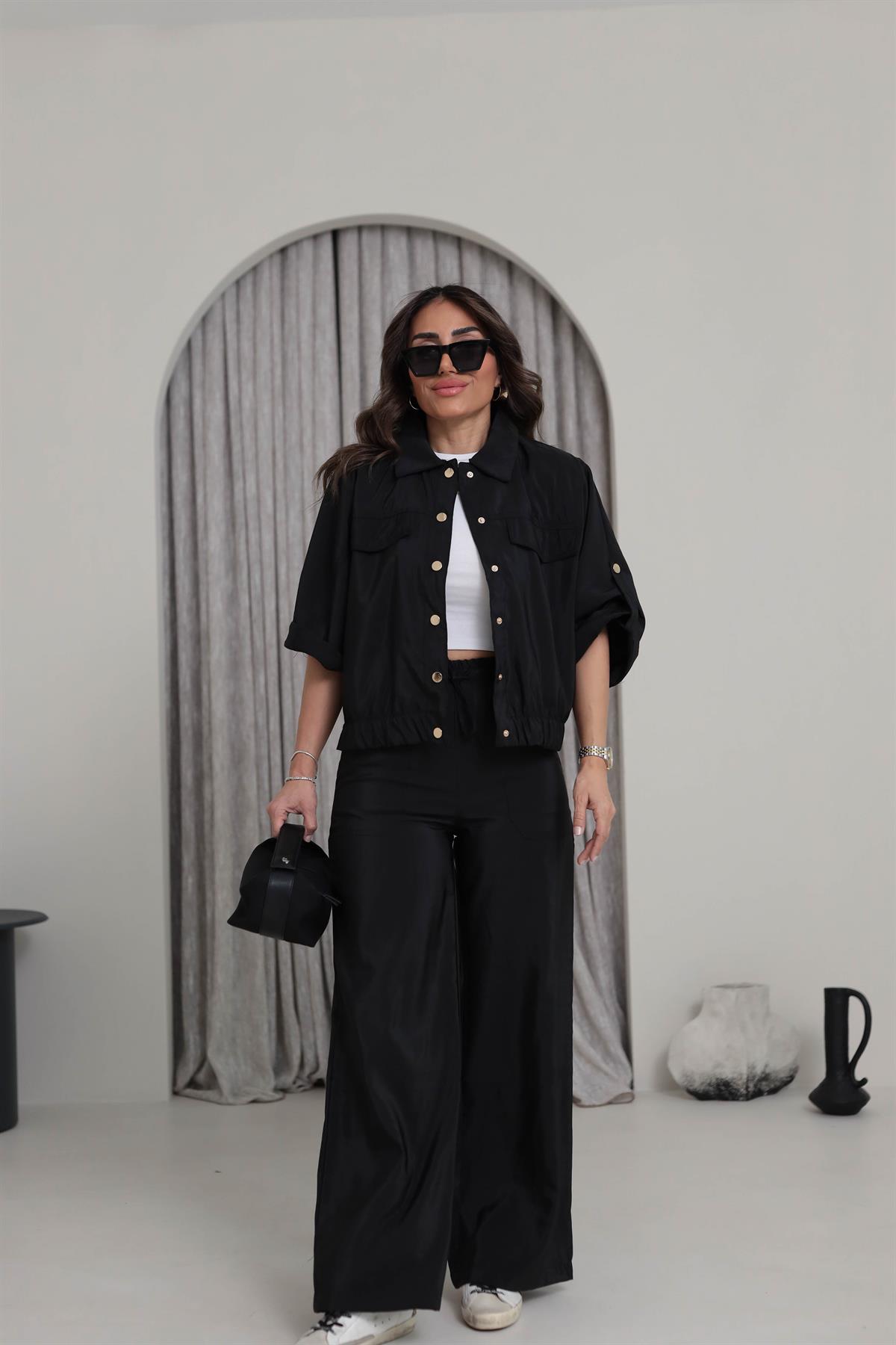 7010 Bel Lastikli Rahat Pantolon SİYAH