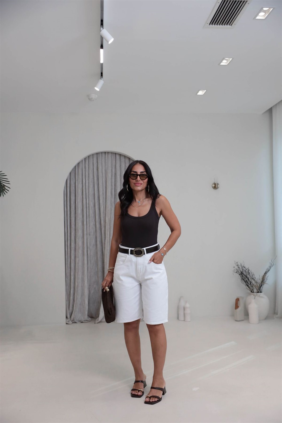 1053 Askılı Pamuklu Bodysuit KAHVE