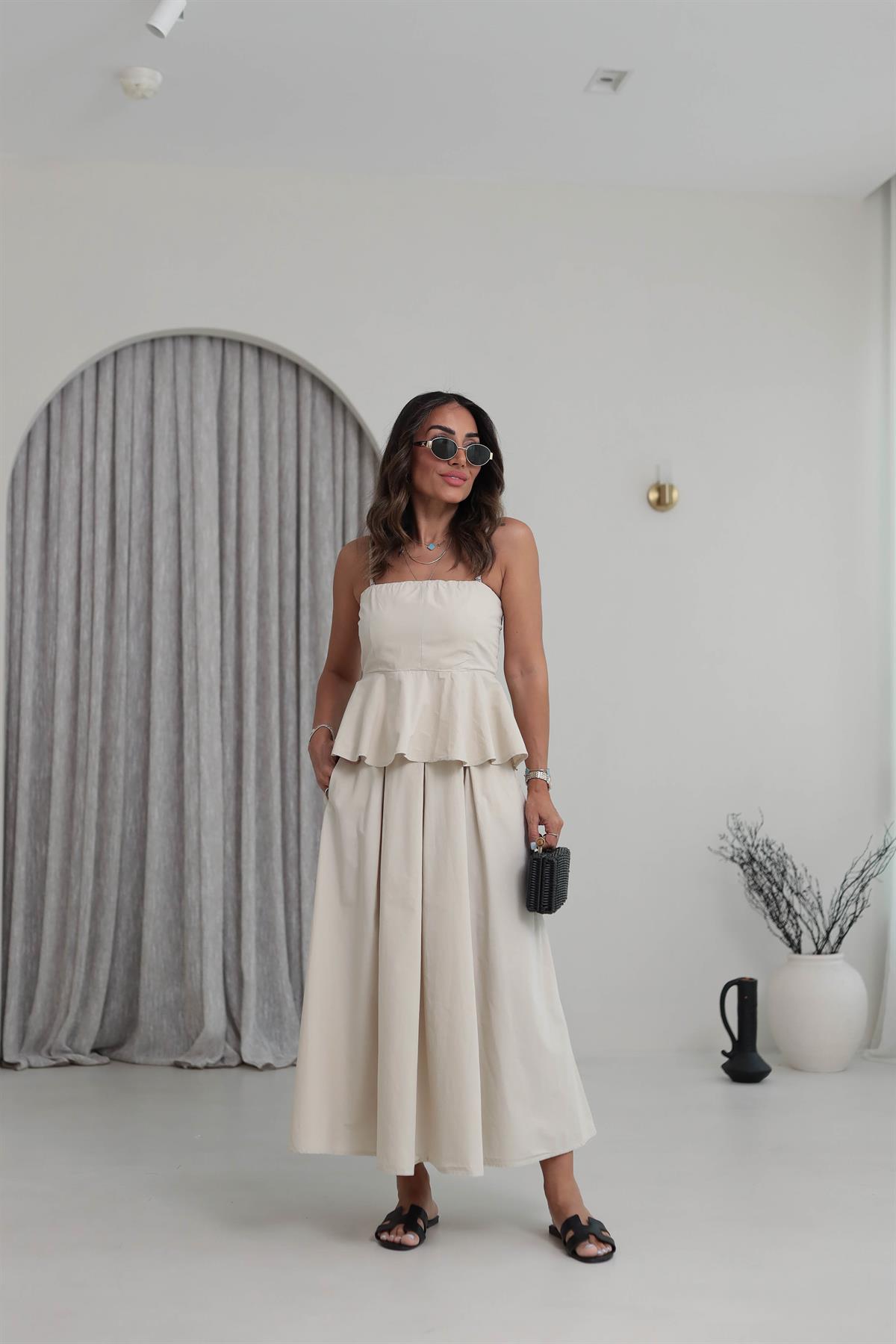 5002 Pamuklu Büstiyer Etek Takım TAŞ