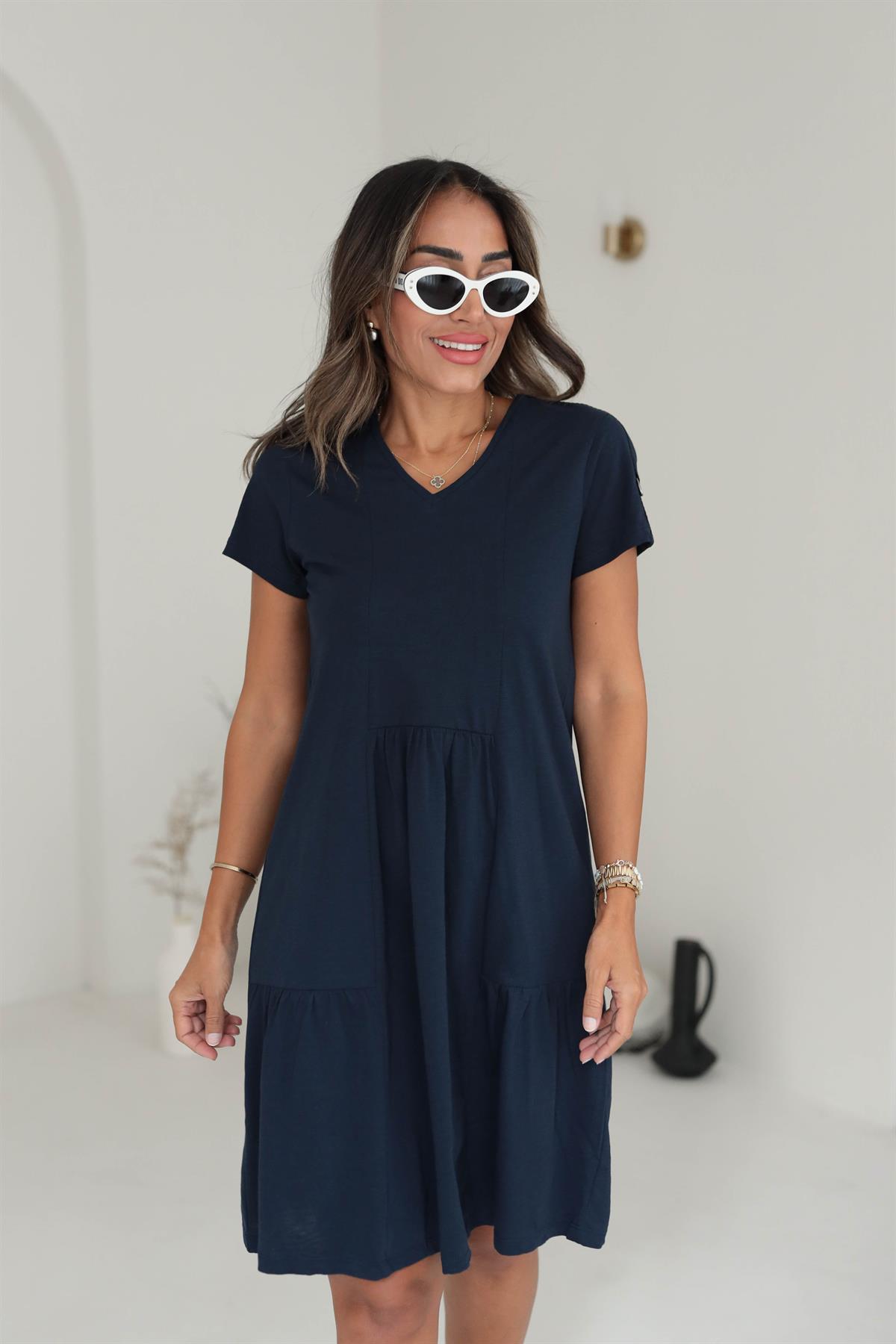 4919 V Yaka Rahat Penye Elbise