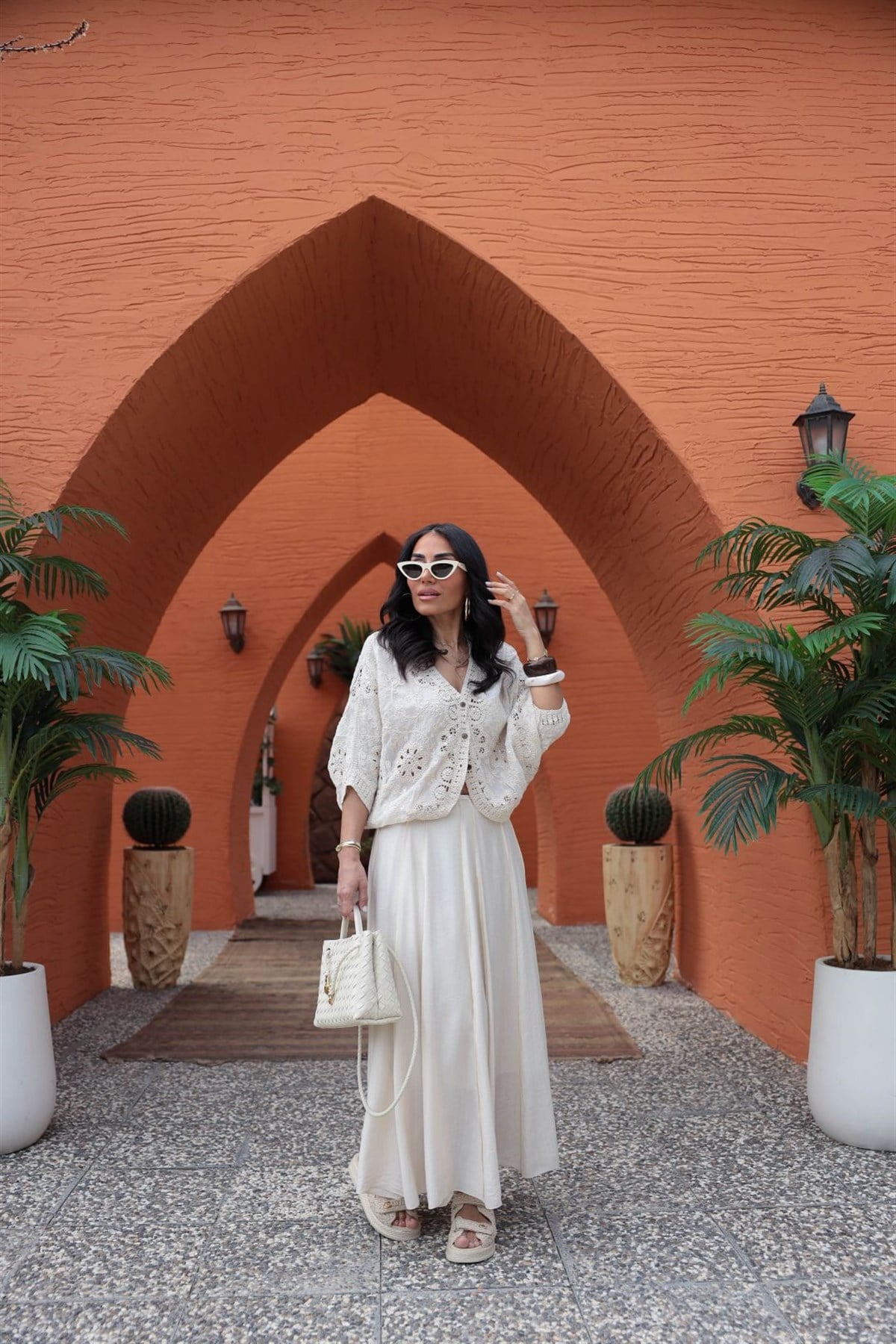 0963 Dikiş Detaylı Astarlı Etek TAŞ