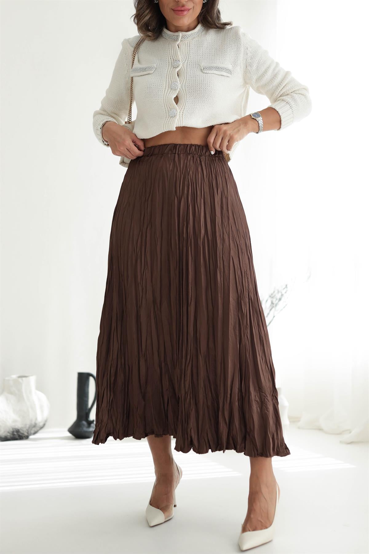 6571 Kraşlı Etek KAHVE