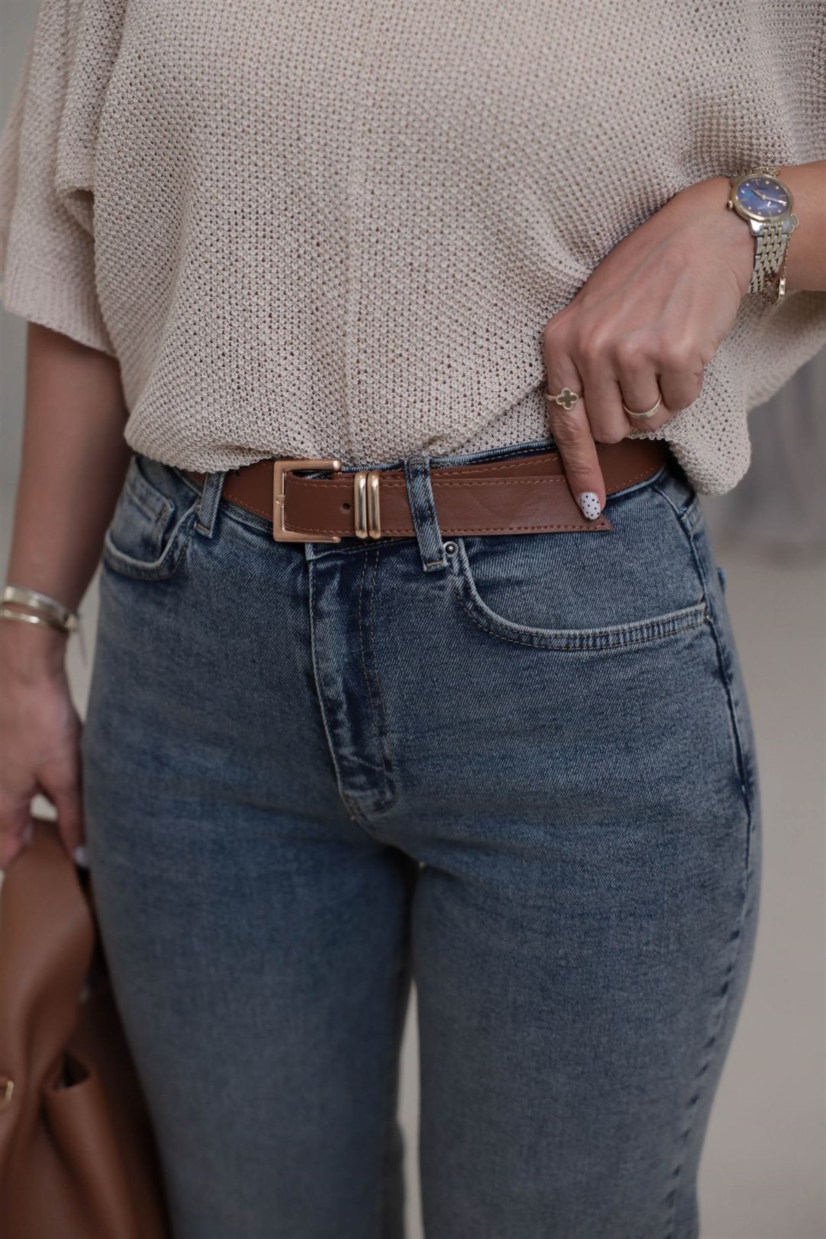 1001 Kemerli Wide Leg Pantolon TİNTLİ MAVİ