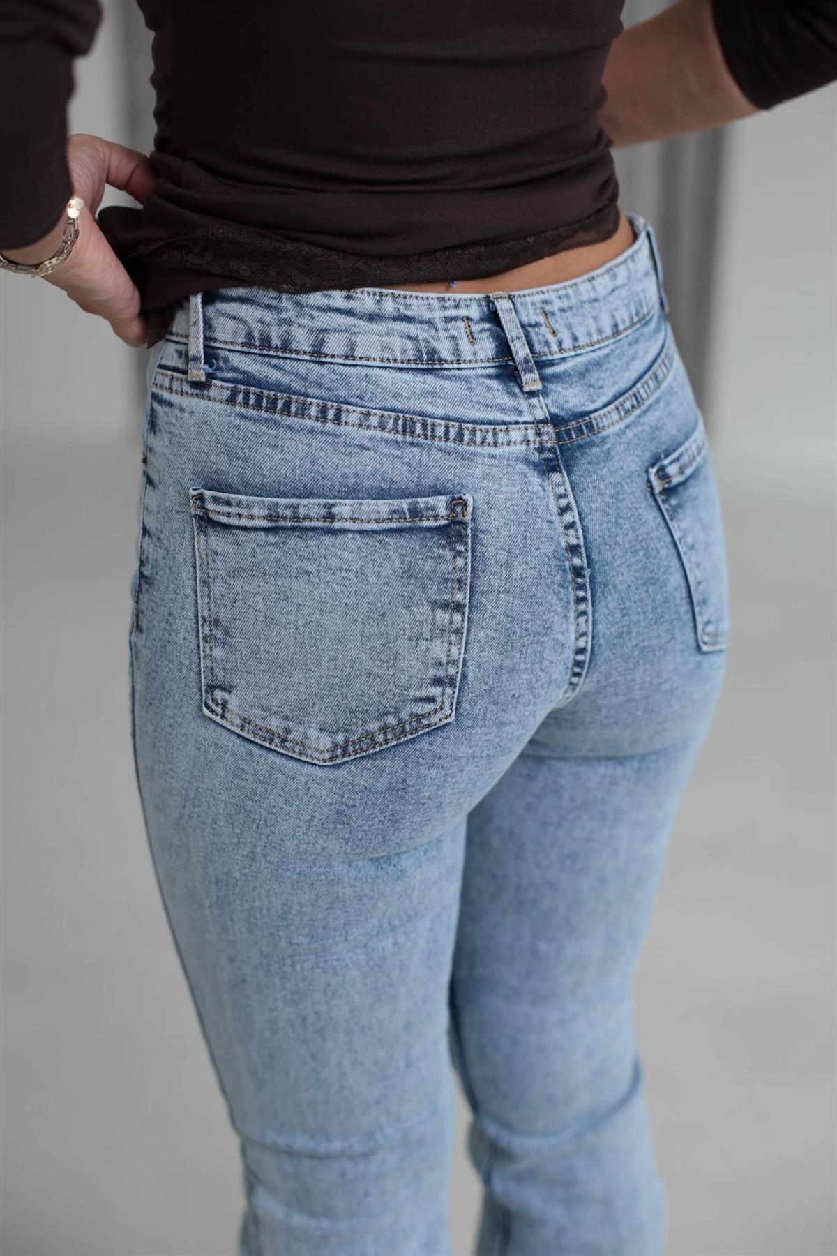 ZA Likralı İspanyol Paça Pantolon AÇIK MAVİ