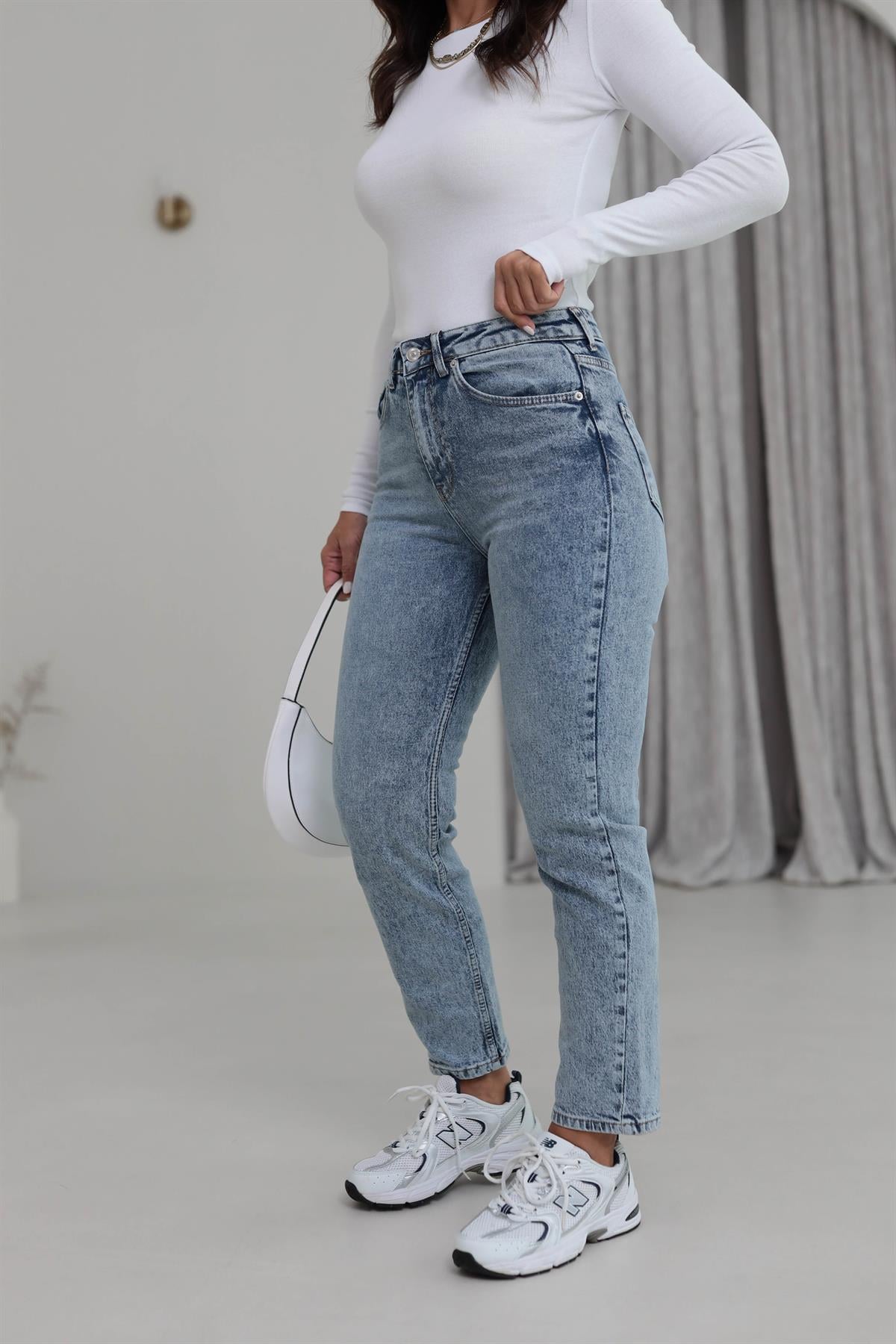 1419 ZA Likralı Mom Jean AÇIK MAVİ