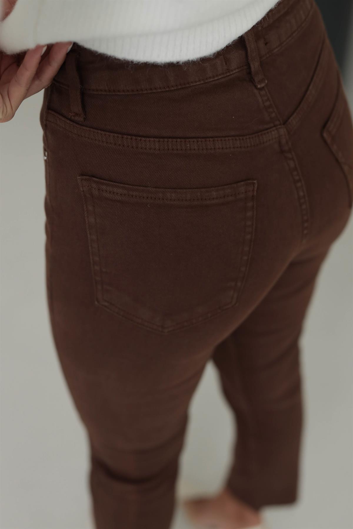 ZA Lazer Kesikli Boyfit Jean KAHVE