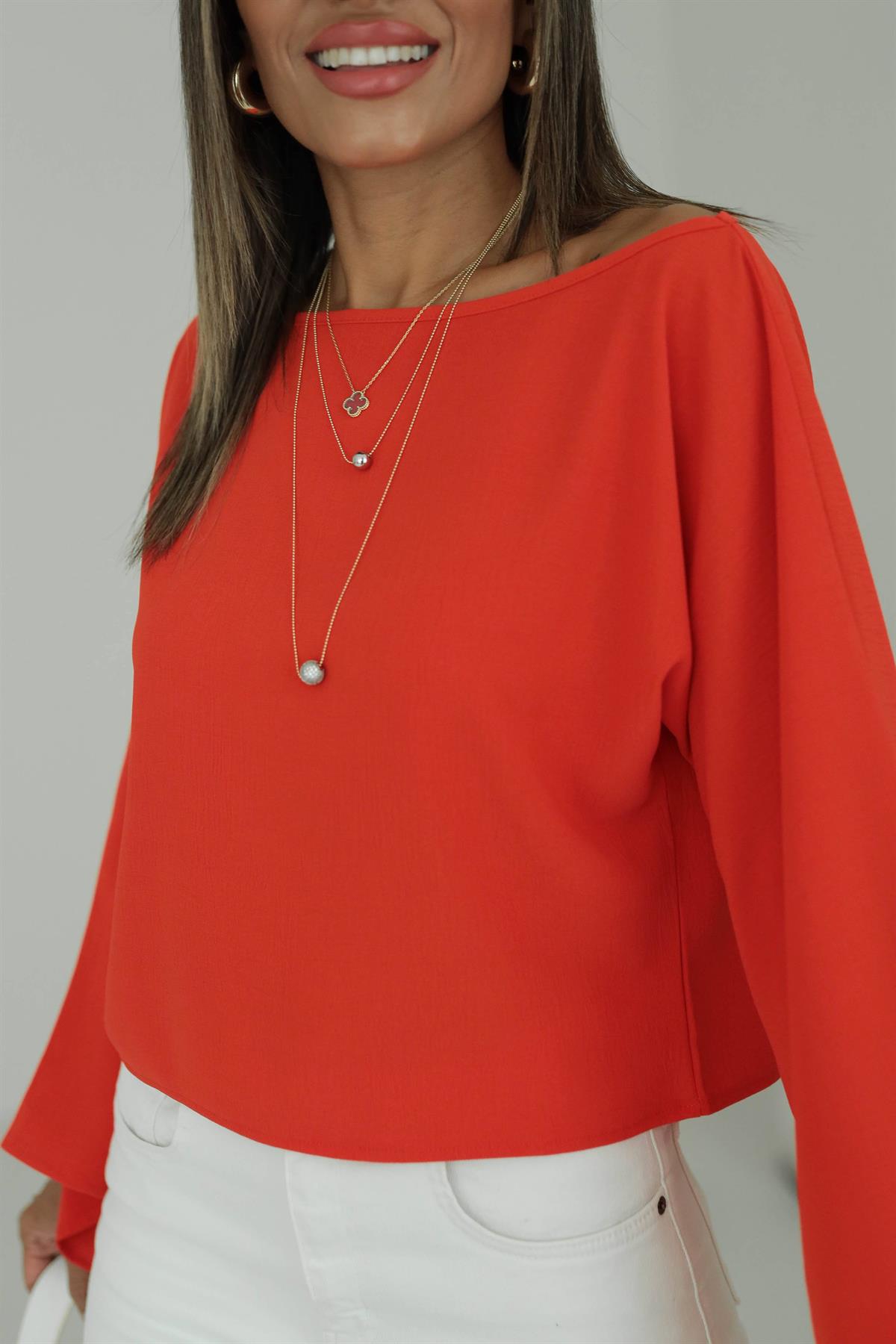 İthal Aerobin Kayık Yaka Bluz