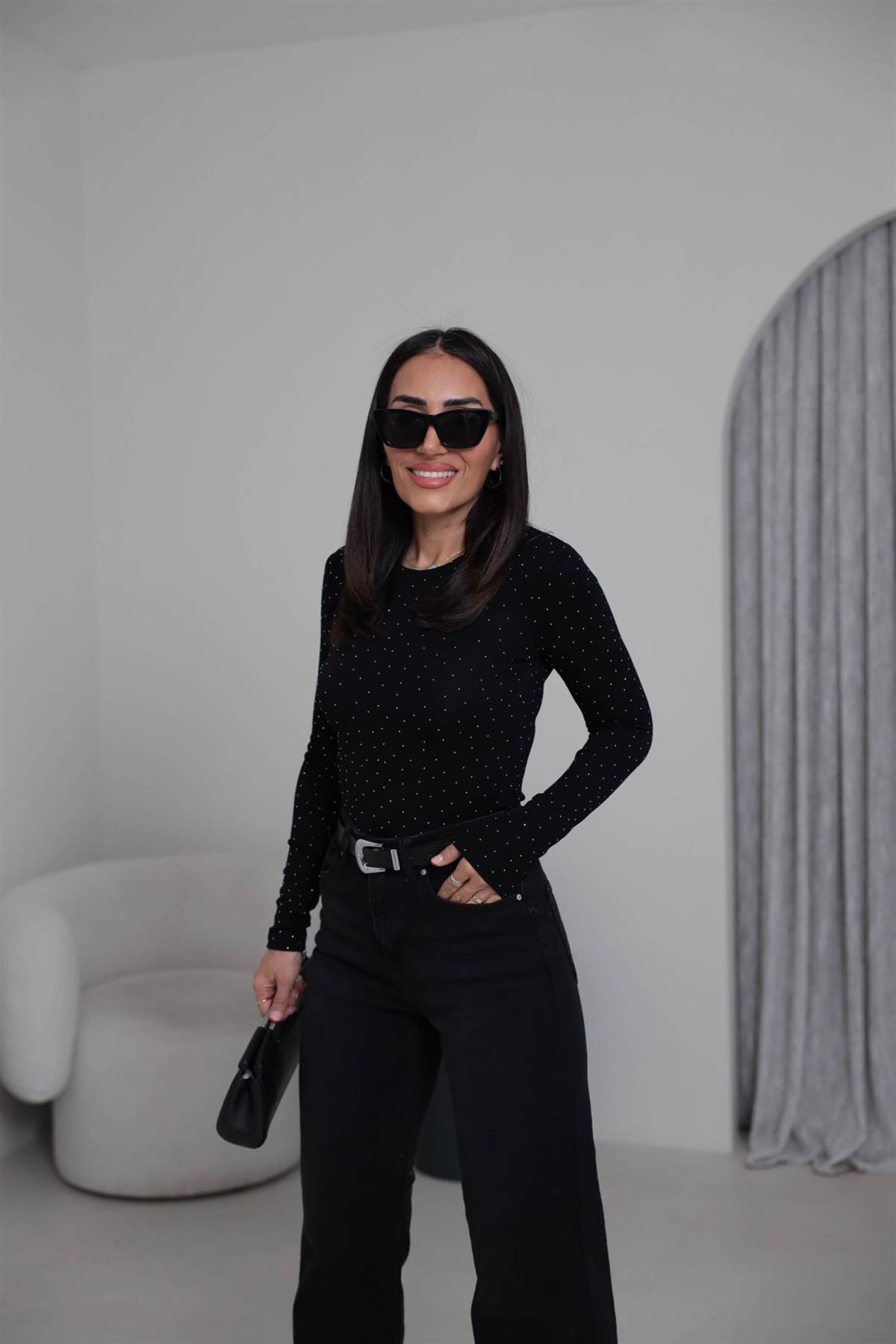 139-1 Taşlı Body SİYAH