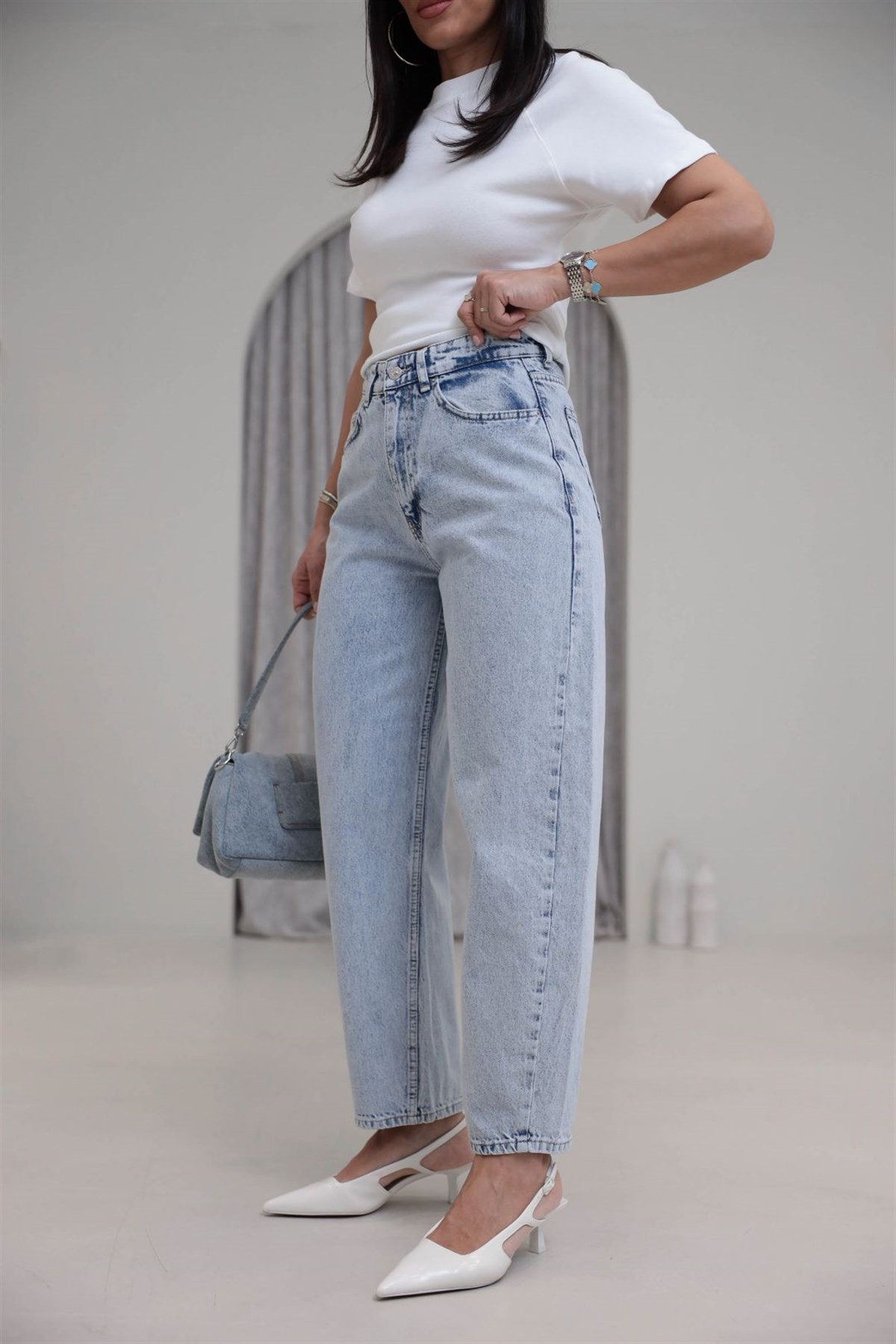 993 Rahat Kesim Barel Jean Pantolon BUZ MAVİ