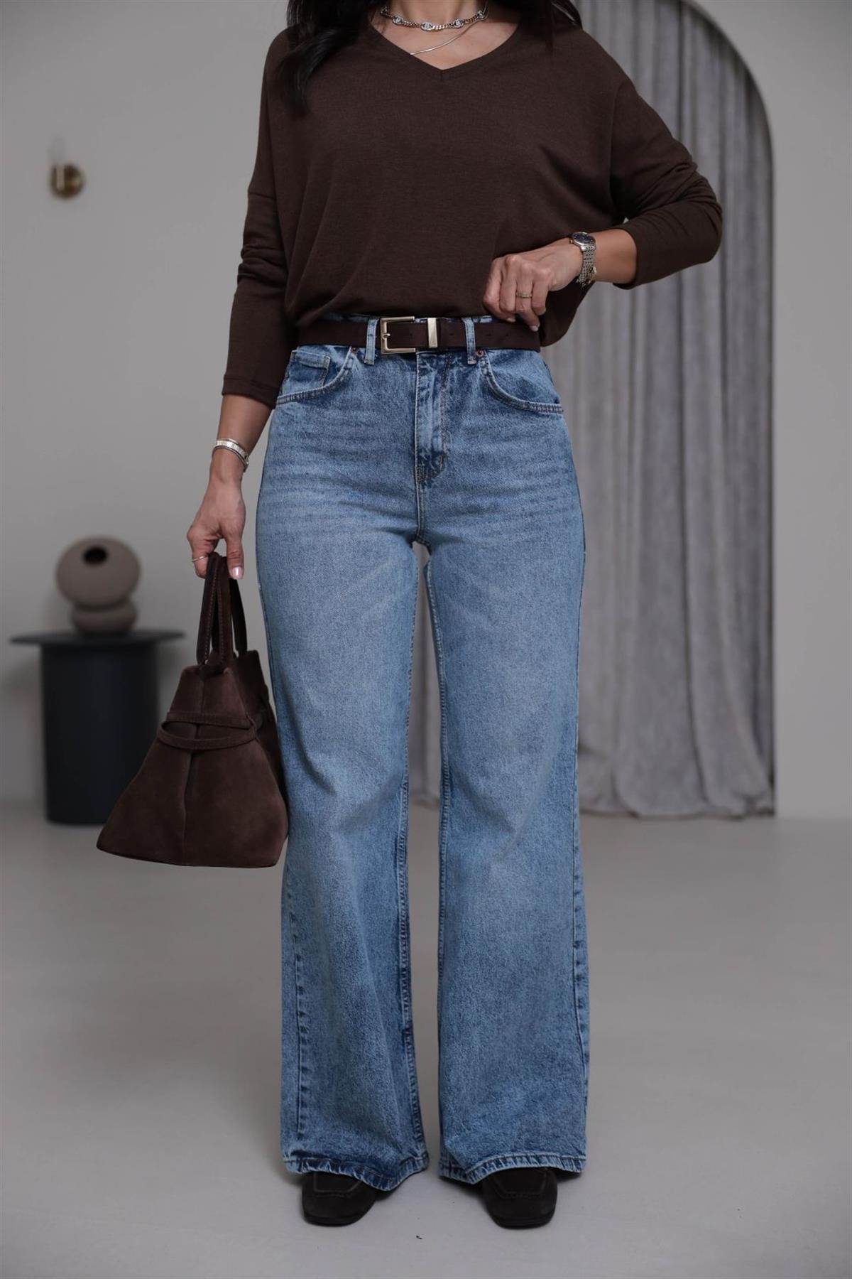 Yüksek Bel Wide Leg Jean AÇIK MAVİ