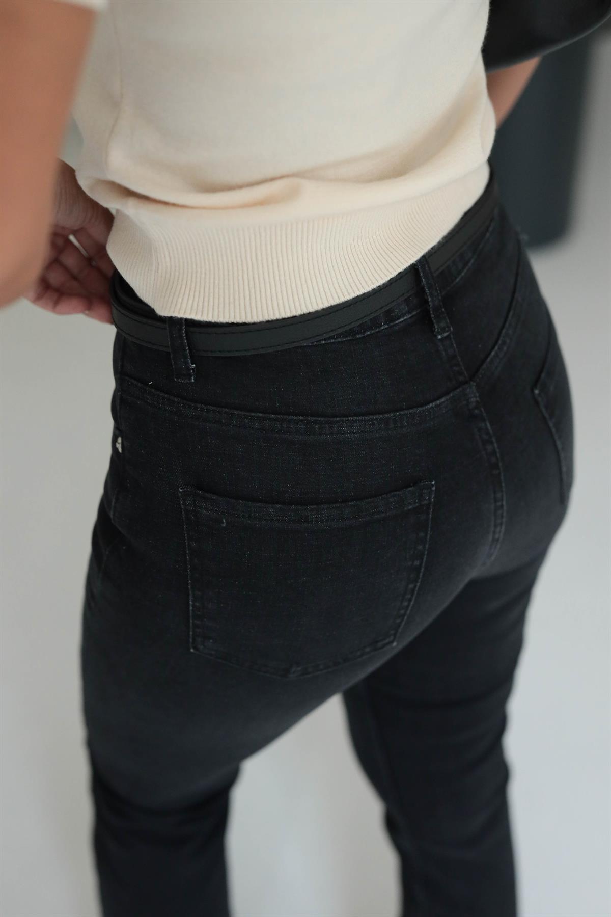 ZA Lazer Kesikli Boyfit Jean SİYAH