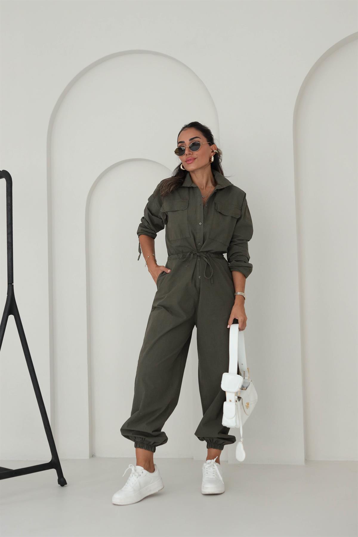 1348 Belden Büzgülü Rahat Tulum HAKİ YEŞİL