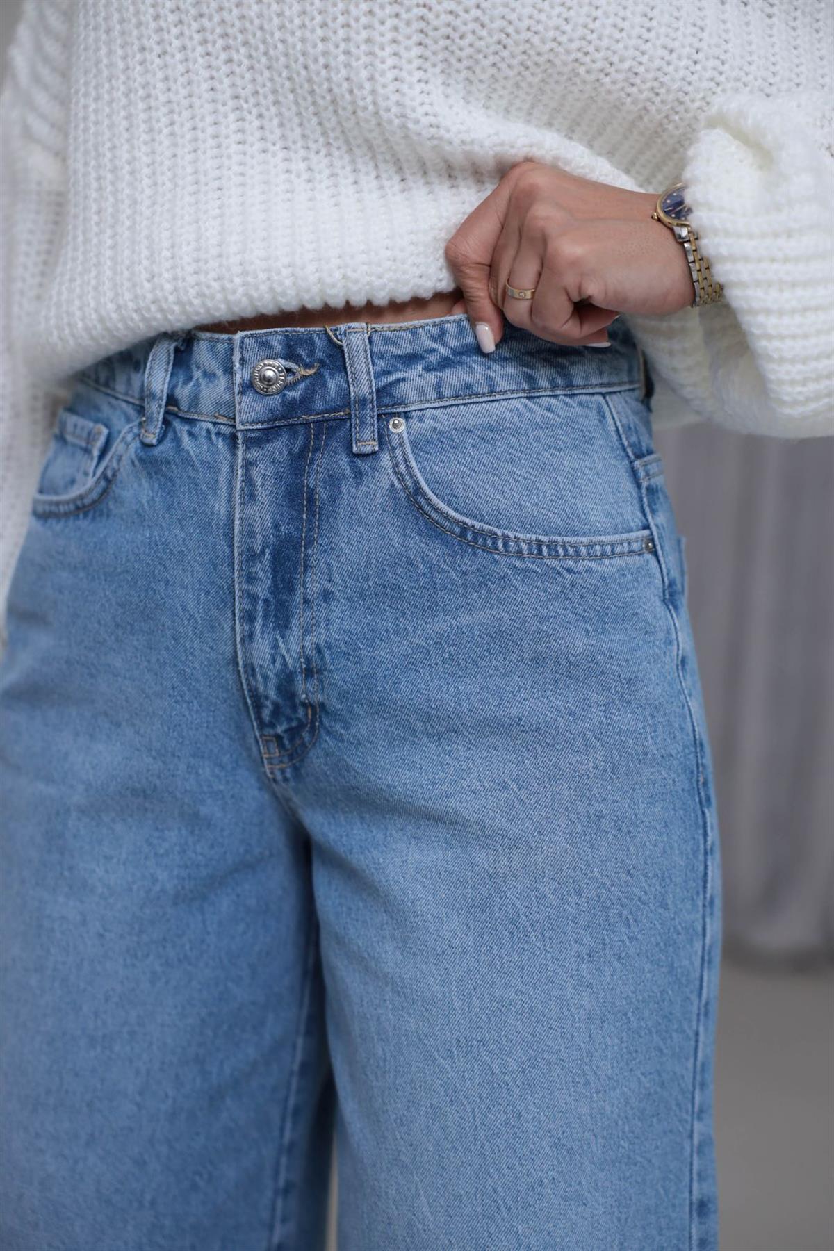 703 Paça Çift Pensli Boyfriend Jean AÇIK MAVİ