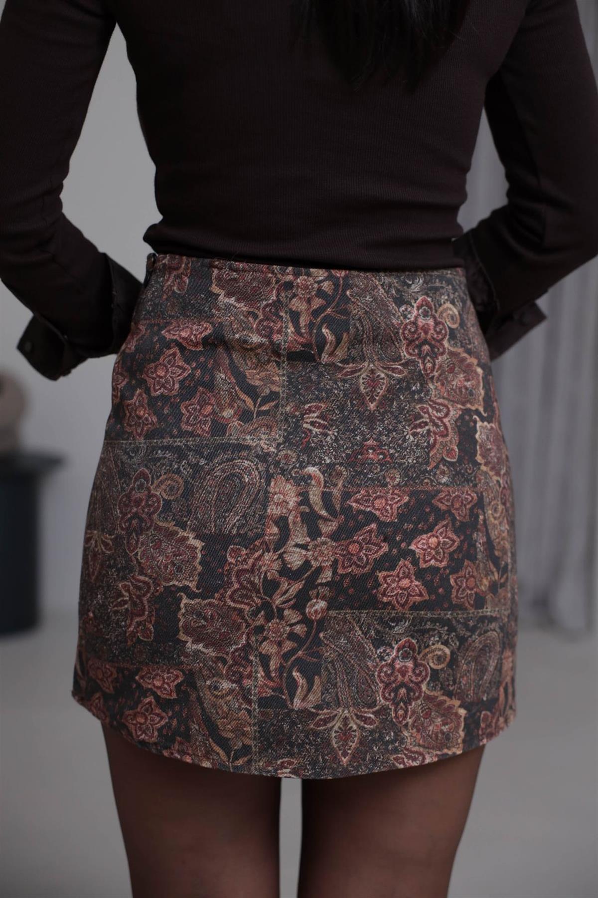 1151 Desenli Mini Etek DESENLİ