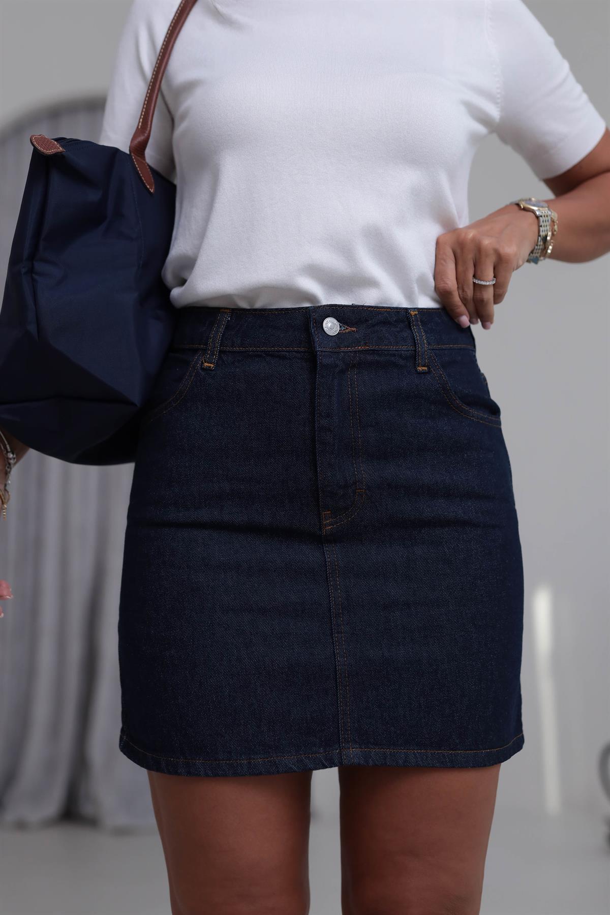 0257 Mini Kot Etek LACİVERT