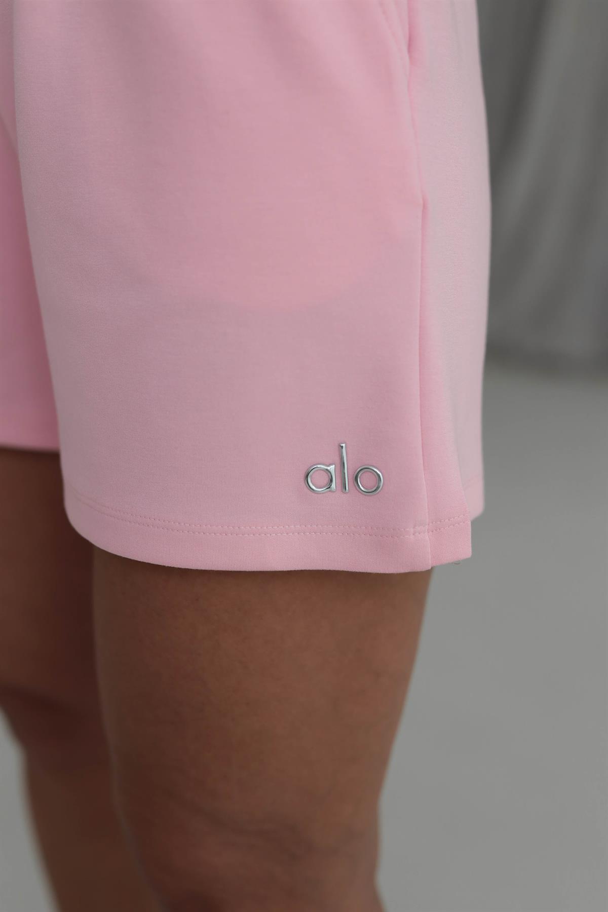 029 Gümüş Yazı Detaylı Modal Kumaş Şort PEMBE